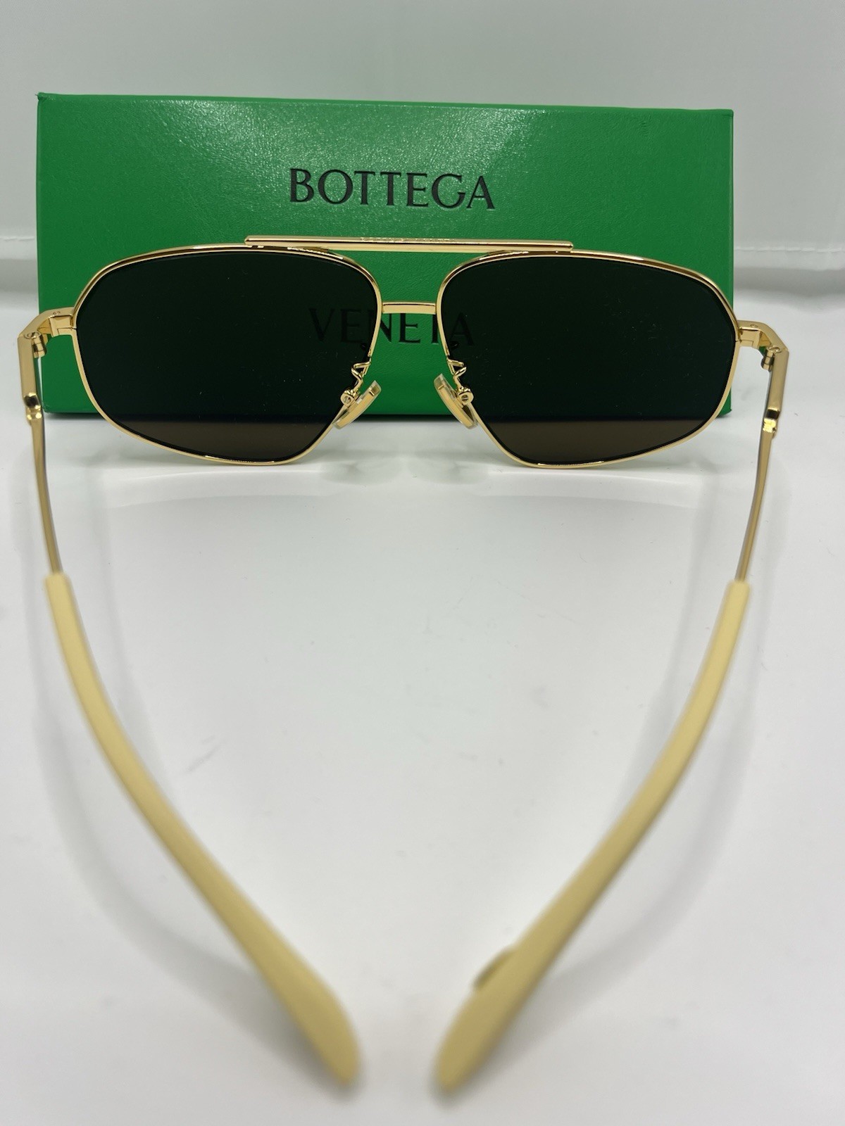 Bottega Veneta BV1194S 002 Gold Brown Aviator Sunglasses 61-12-144 New