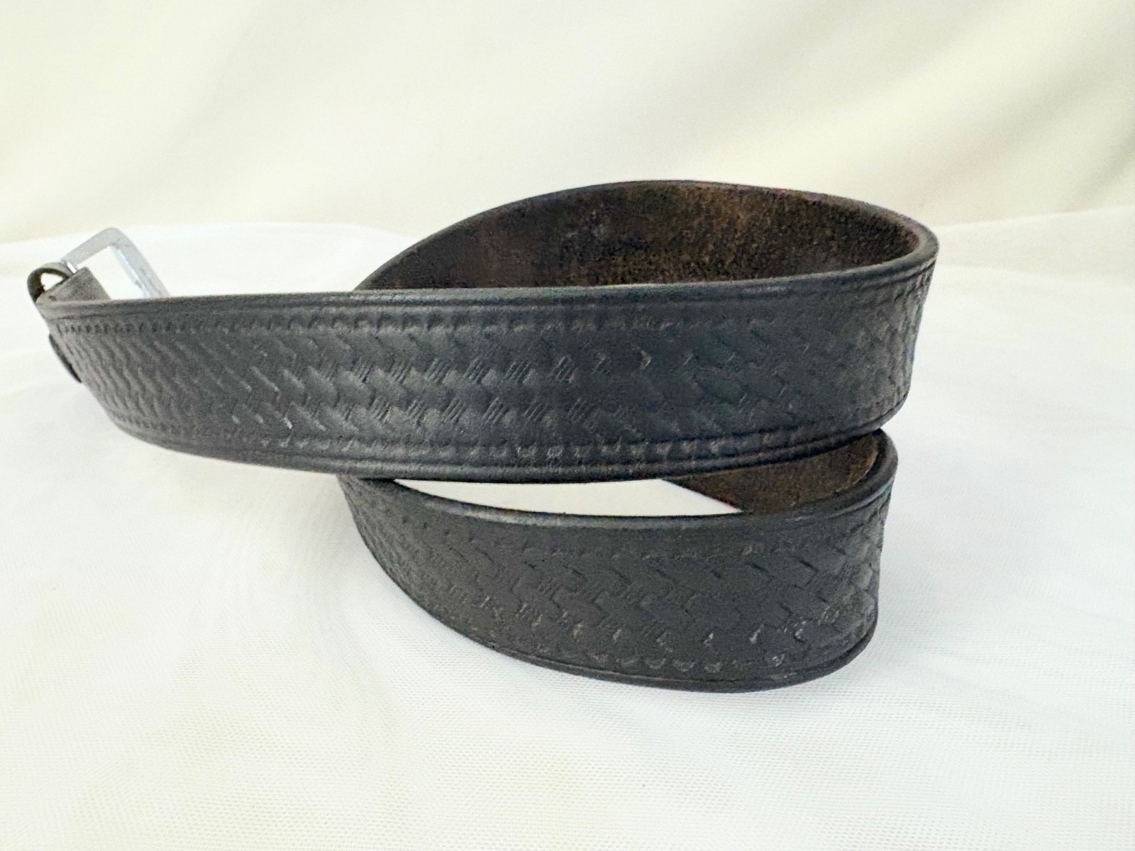 Dutyman Belt Woven Leather Black 1-3/8” Wide Fits to 37″