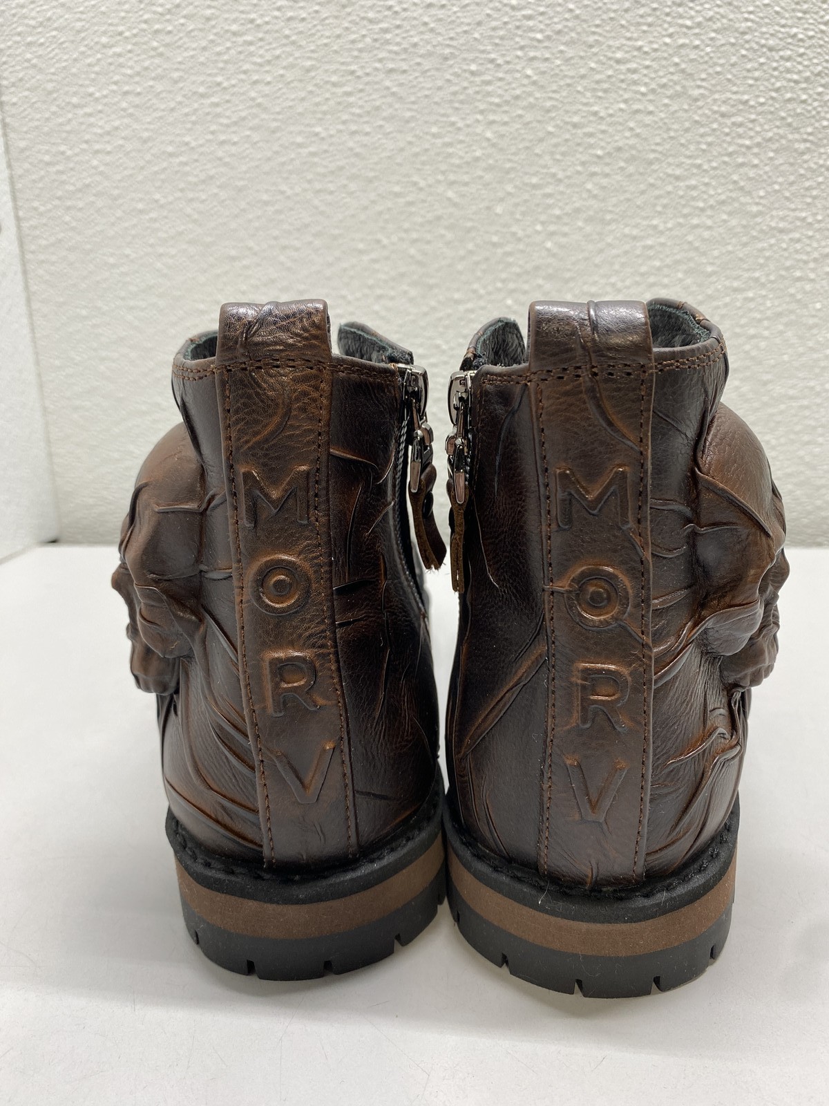 Morv Mens Dust Brown Textured Leather Handcrafted Boots Size 7/EU 38 Brown, Back