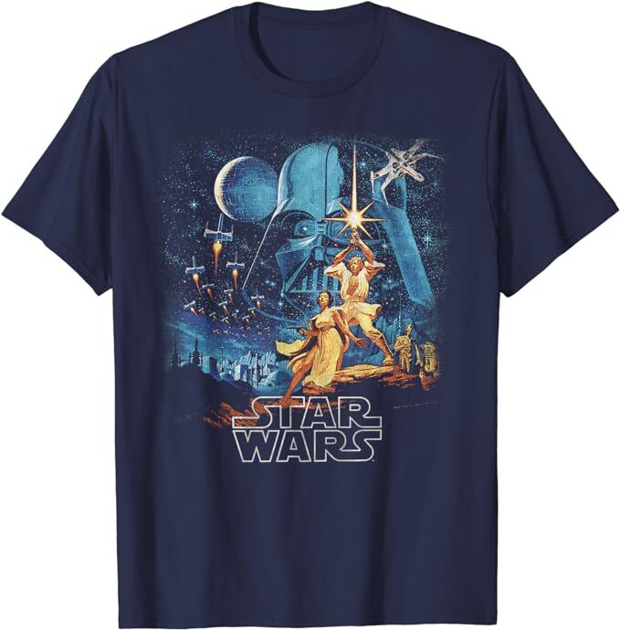 Star Wars A New Hope Faded Vintage Retro Poster T-Shirt