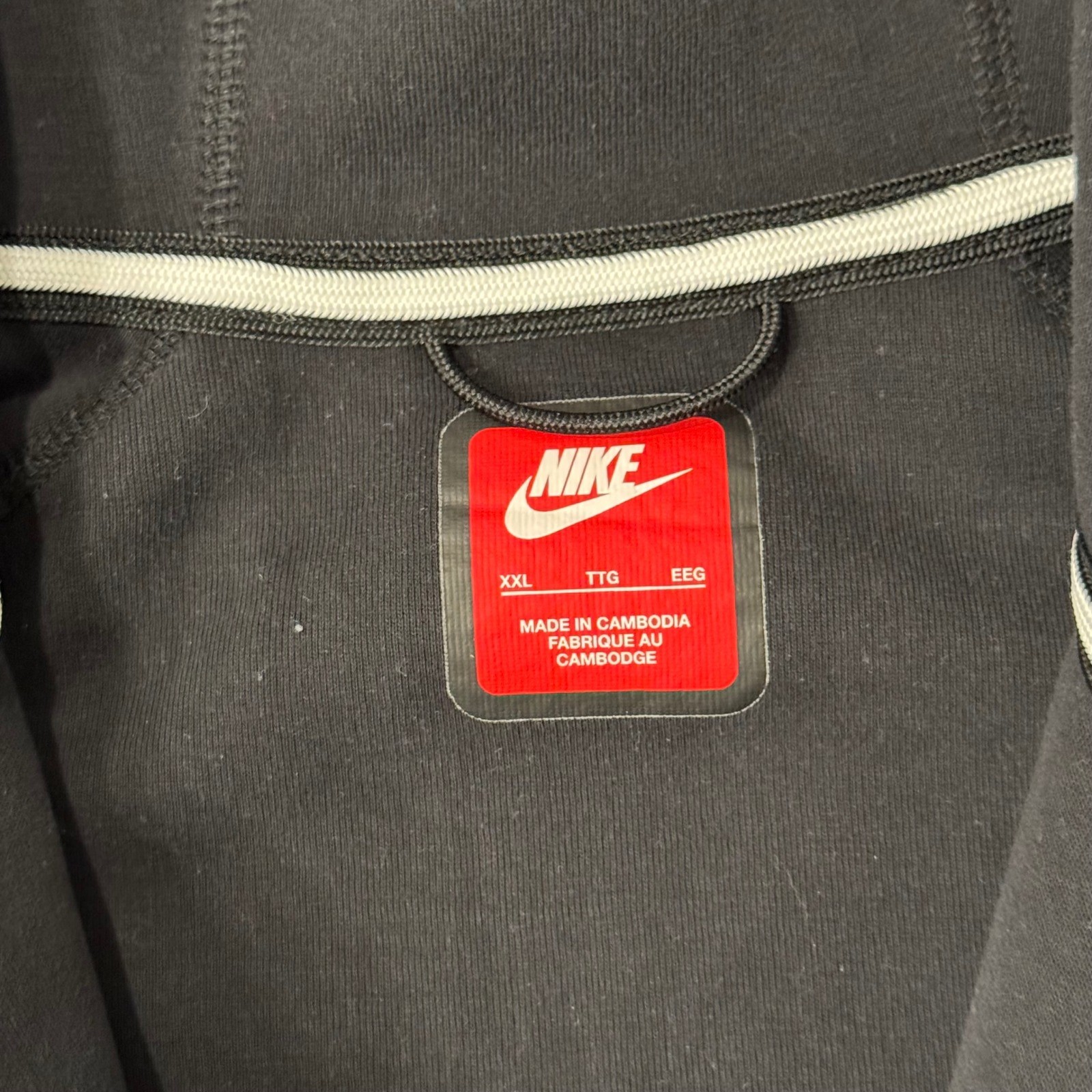 Nike Hoodie Mens XXL Black Grey Tech Fleece Full Zip Colorblock Chevron Active