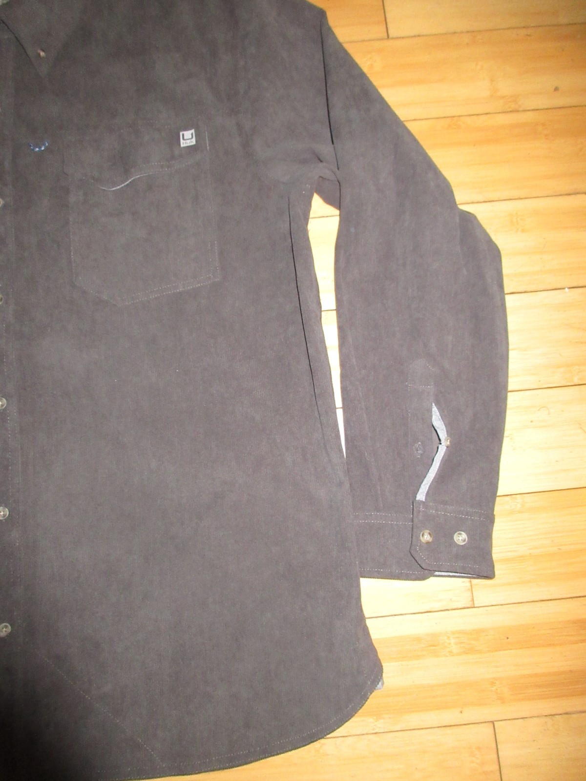 Huk Fishing Mens Hawser Corduroy Button Down LS Shirt XXL Volcanic Ash
