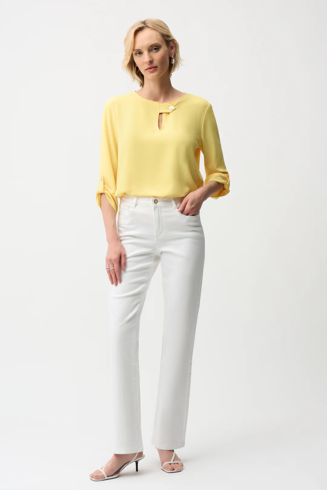 Joseph Ribkoff Keyhole Neck 3/4 Sleeves Boxy Top 261036