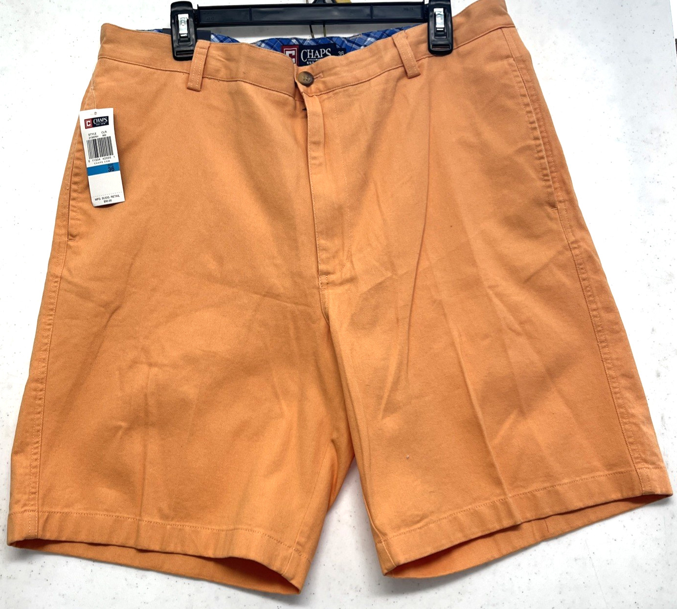 Chaps Men’s Shorts 36 Orange Knee Length 4 Pockets 9 Inch Inseam New With Tags