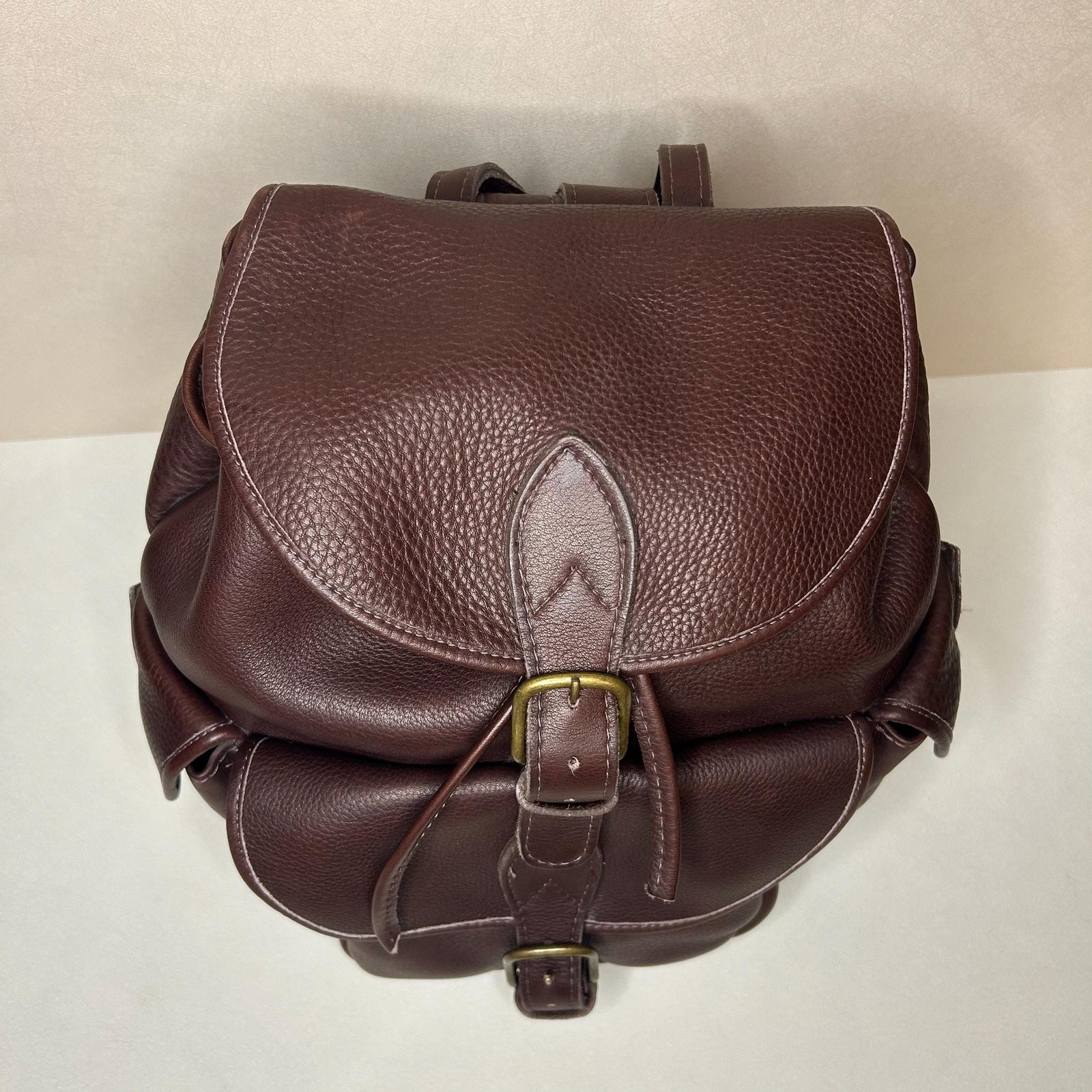 Vintage Style Dark Brown Full Grain Leather Rucksack Backpack