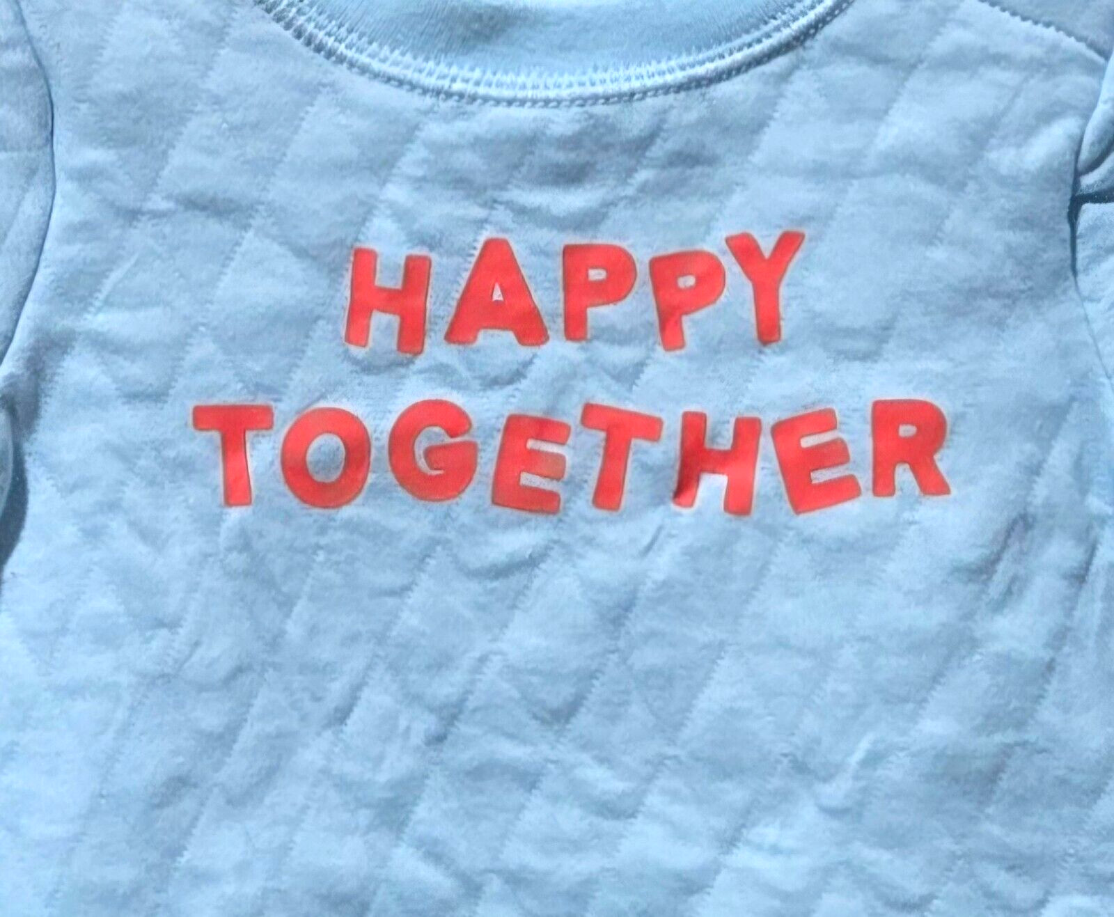Cat & Jack HAPPY TOGETHER Quilted Sweatshirt & Pants Blue Outfit — Size 6-9M