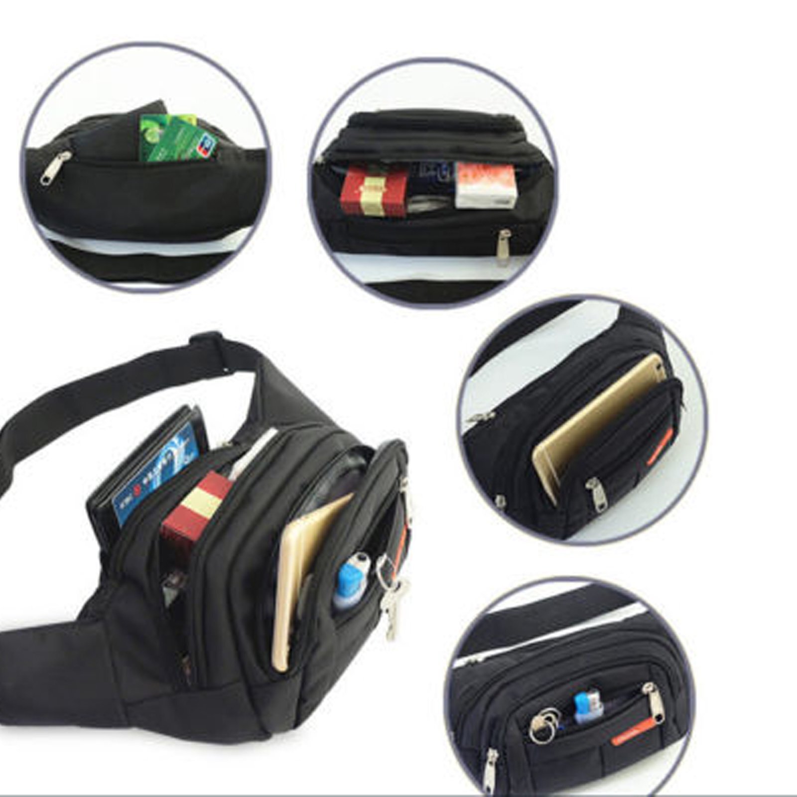 Waist Bag Fanny Pack for Men Women Hip Belt Bum Pouch Sport Travel Purse Unisex