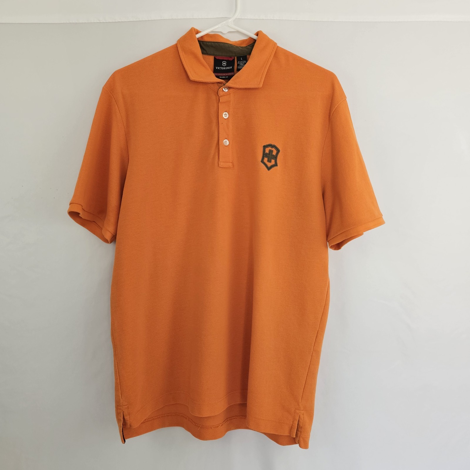 Victorinox Logo Polo Shirt Men’s Bright Orange Cotton Poly Tailored Fit Large