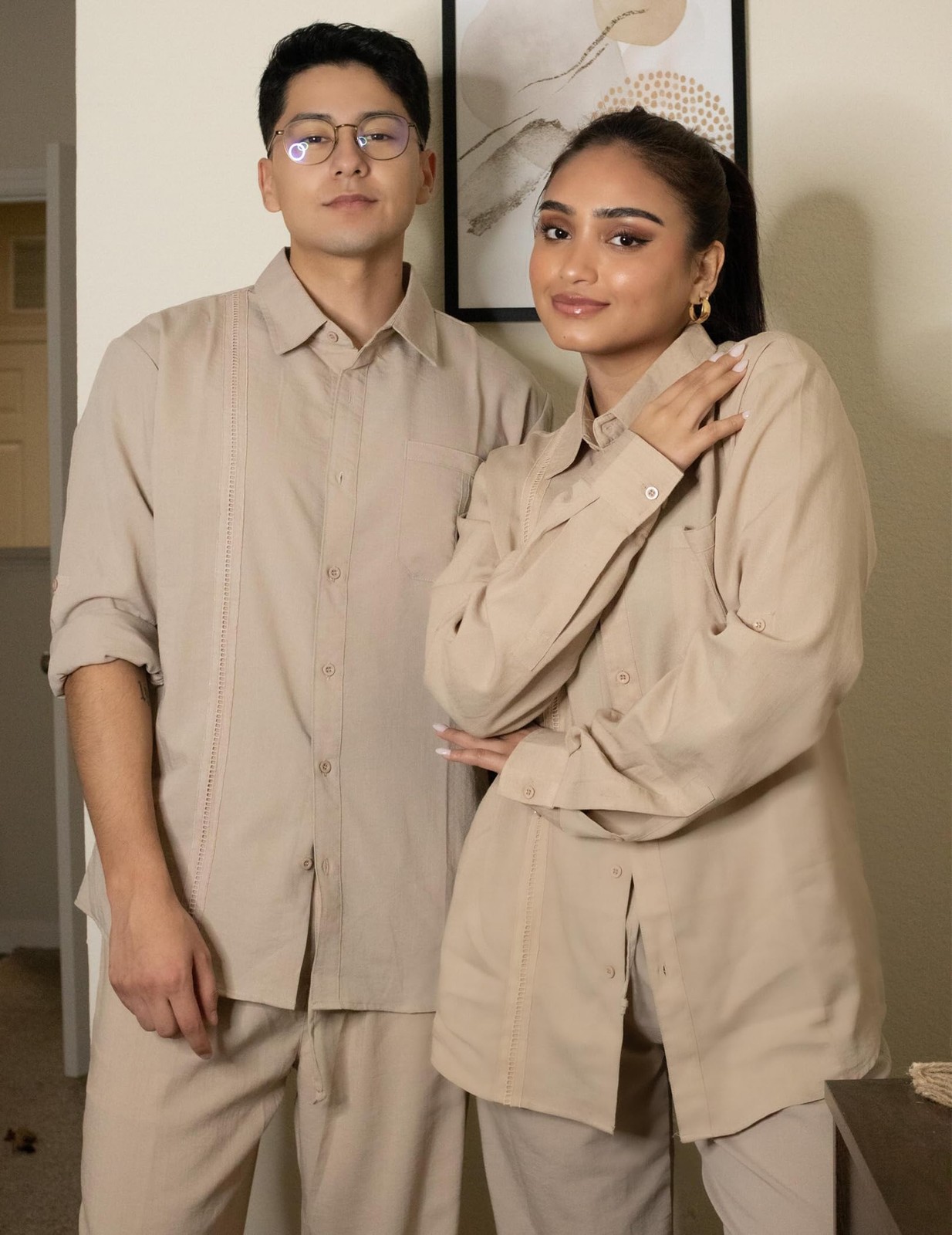COOFANDY Mens Coordinated Outfit Linen Shirt and Pant Set 2 Piece Beach Wedding
