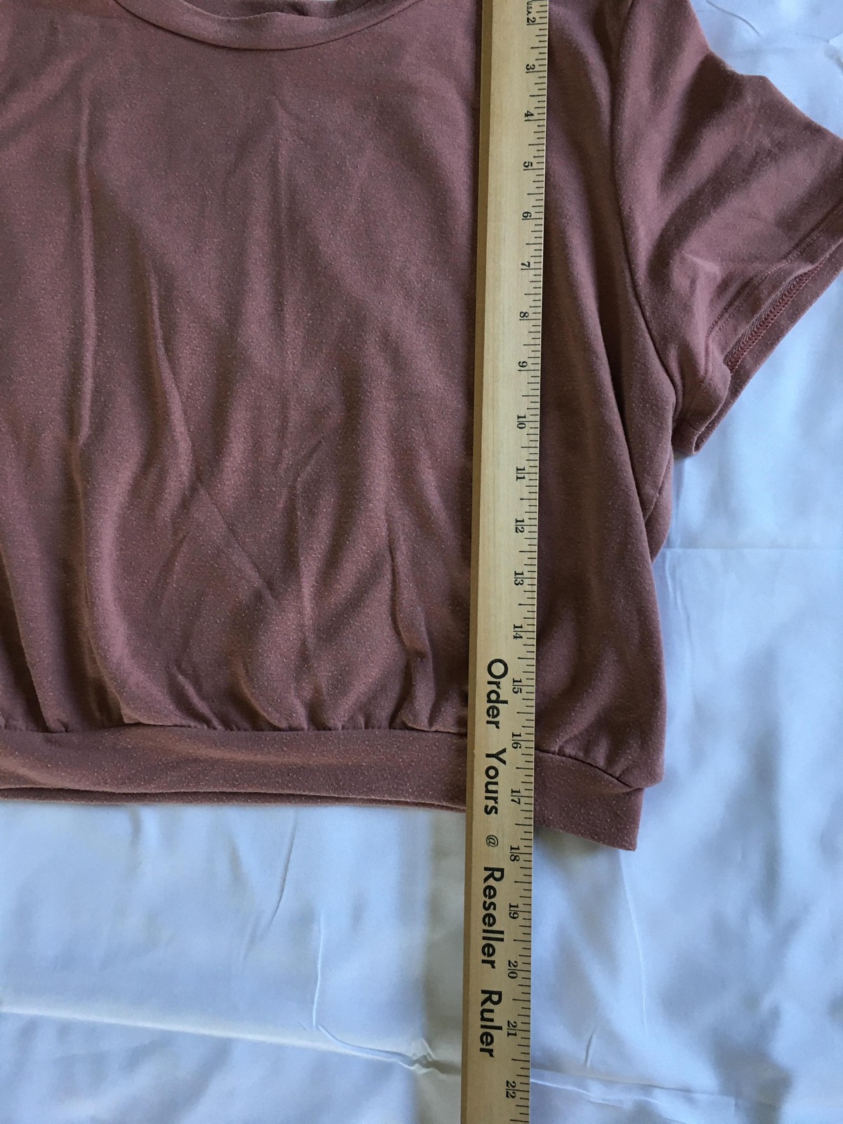 Lulus Shirt Womens Medium Mauve Short Sleeve Banded Hem Crewneck Made in USA