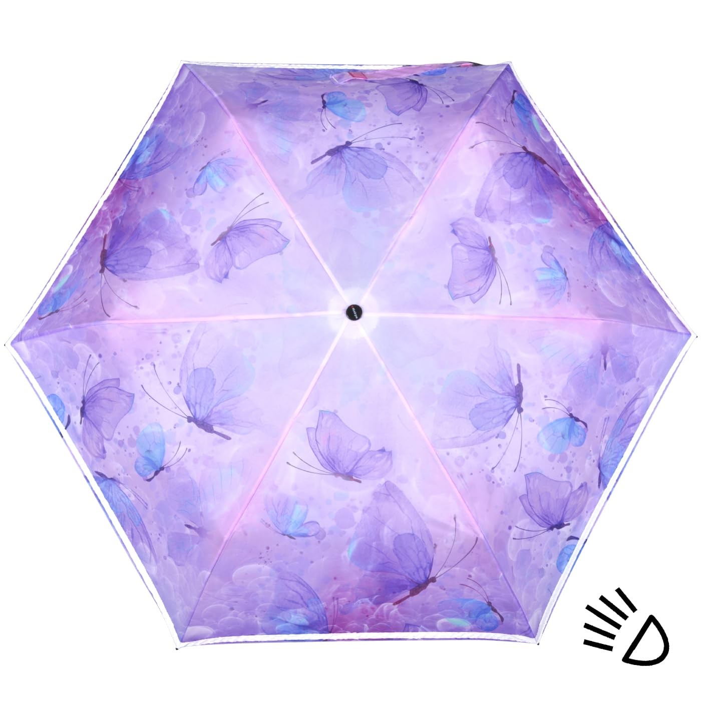 Children’s pocket umbrella 4 kids reflective with reflective trim butterfly