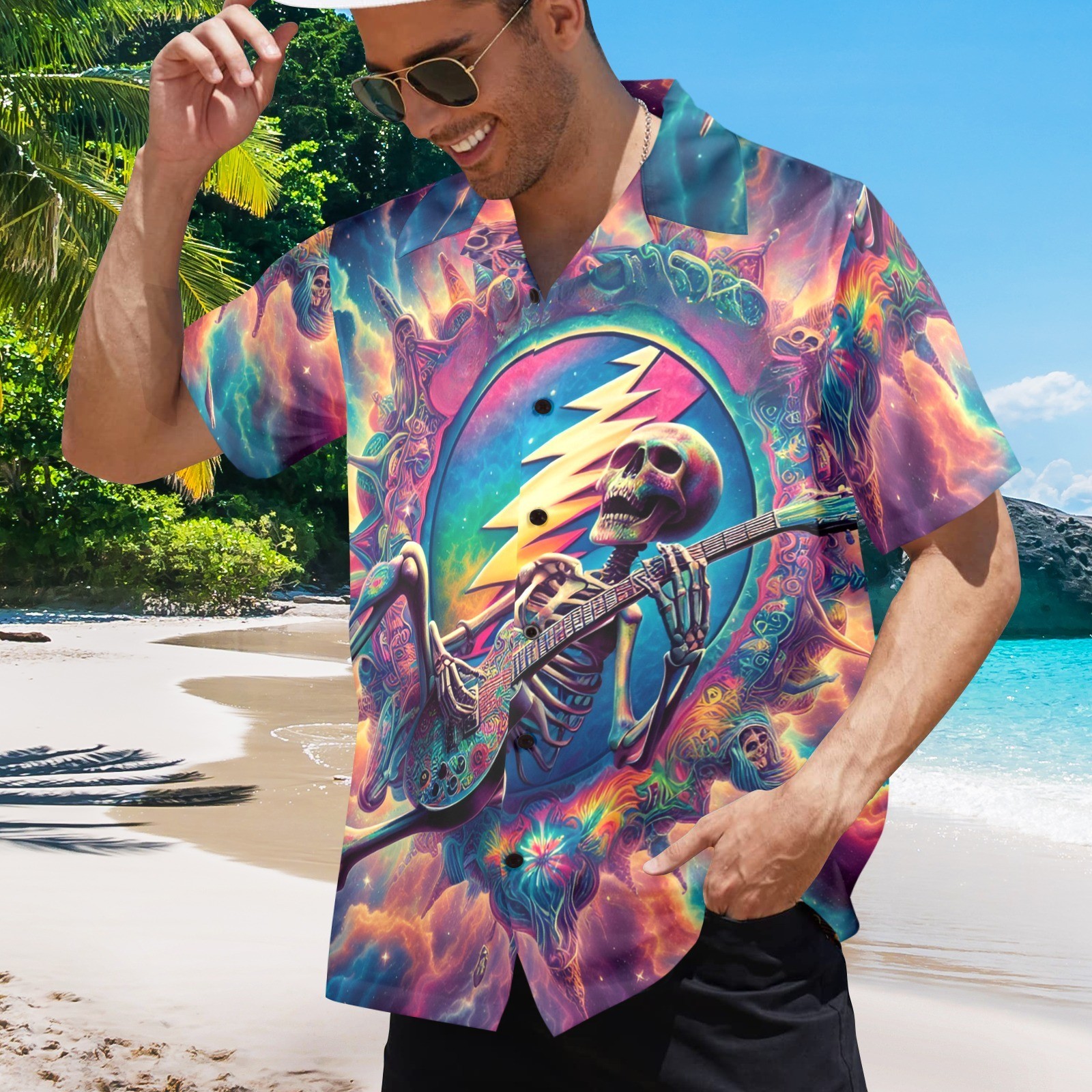 Hawaiian Button Shirt. 70’s Rock Music. Grateful Dead