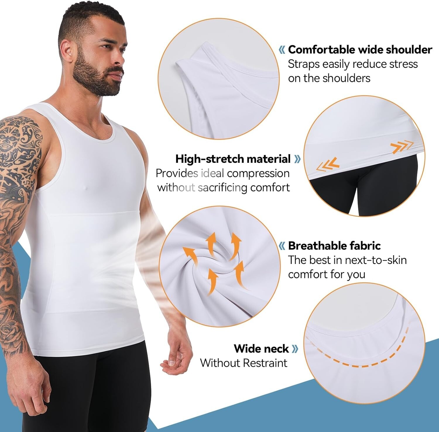 Mens Compression Slim Belly Control Body Shaper Vest Workout Tank Tops Shapewear