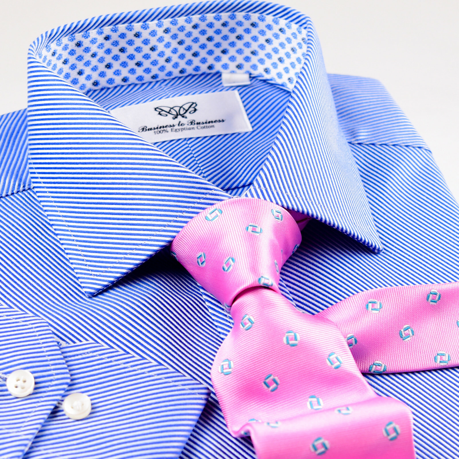 Mens Elegant Blue Twill Double Ply 80’s Fine Wevon Formal Business Shirts