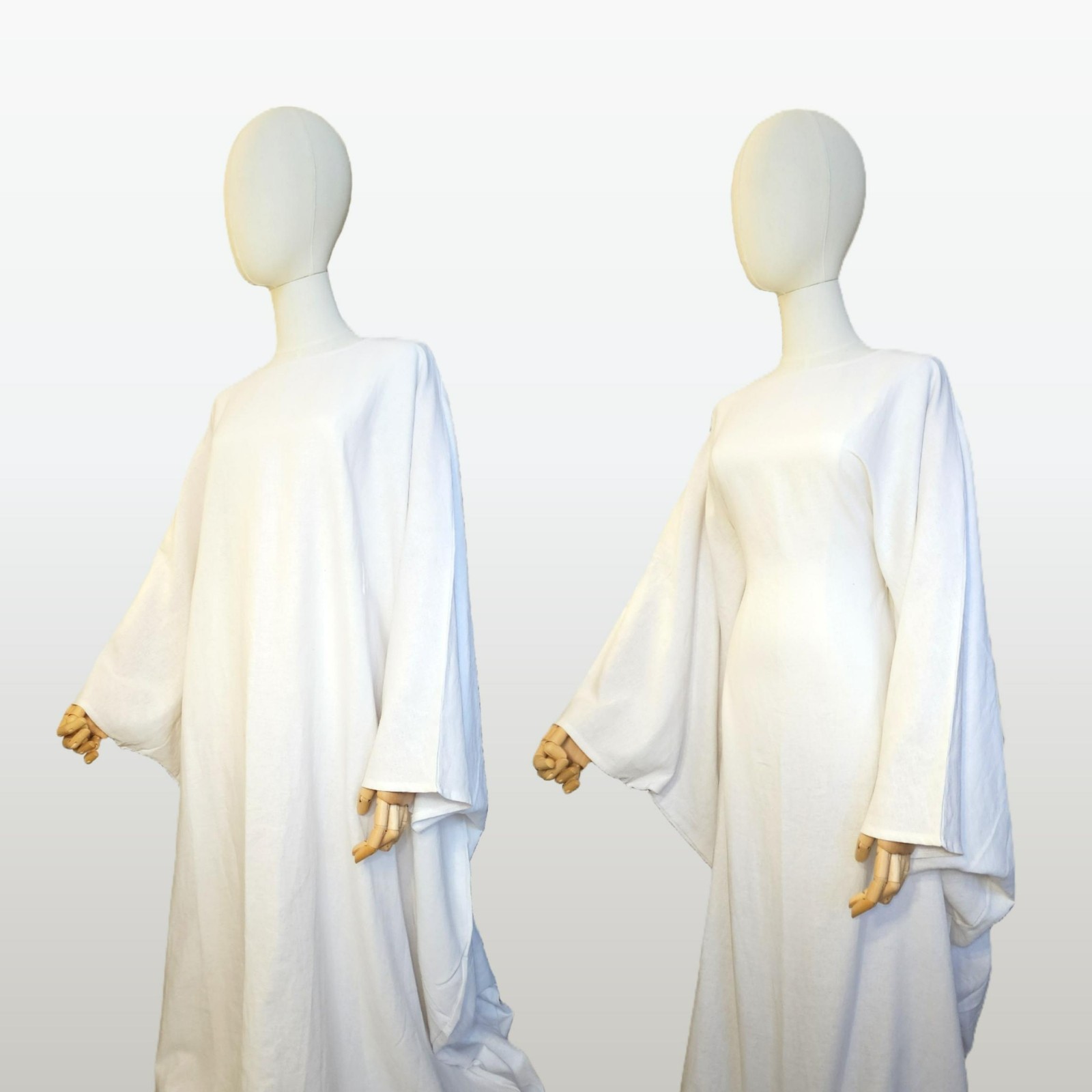 100% Linen Butterfly Abaya with Belt | Modest Batwing Dress | Natural Fiber 55″