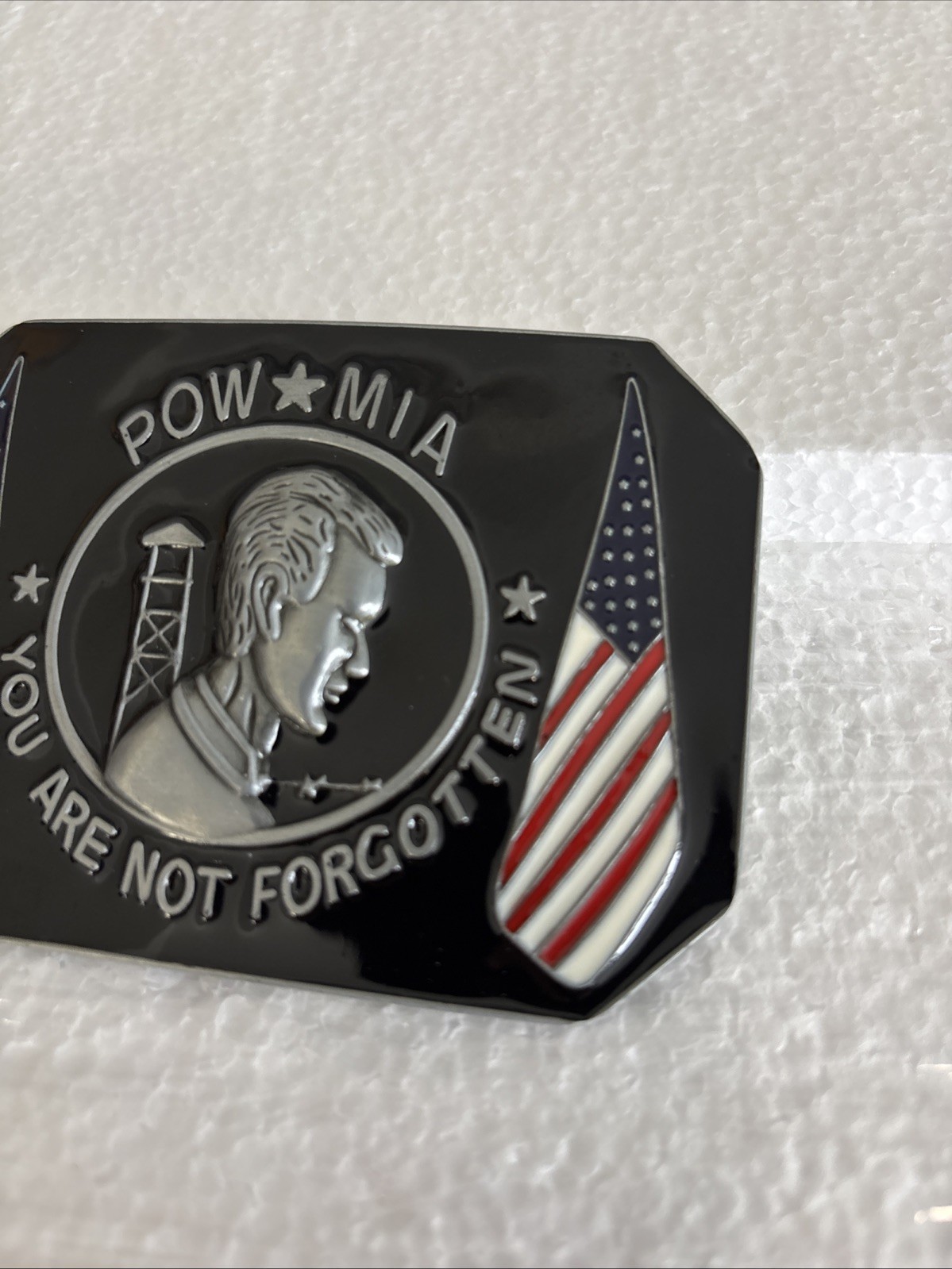 POW MIA Belt Buckle In Very Good Condition