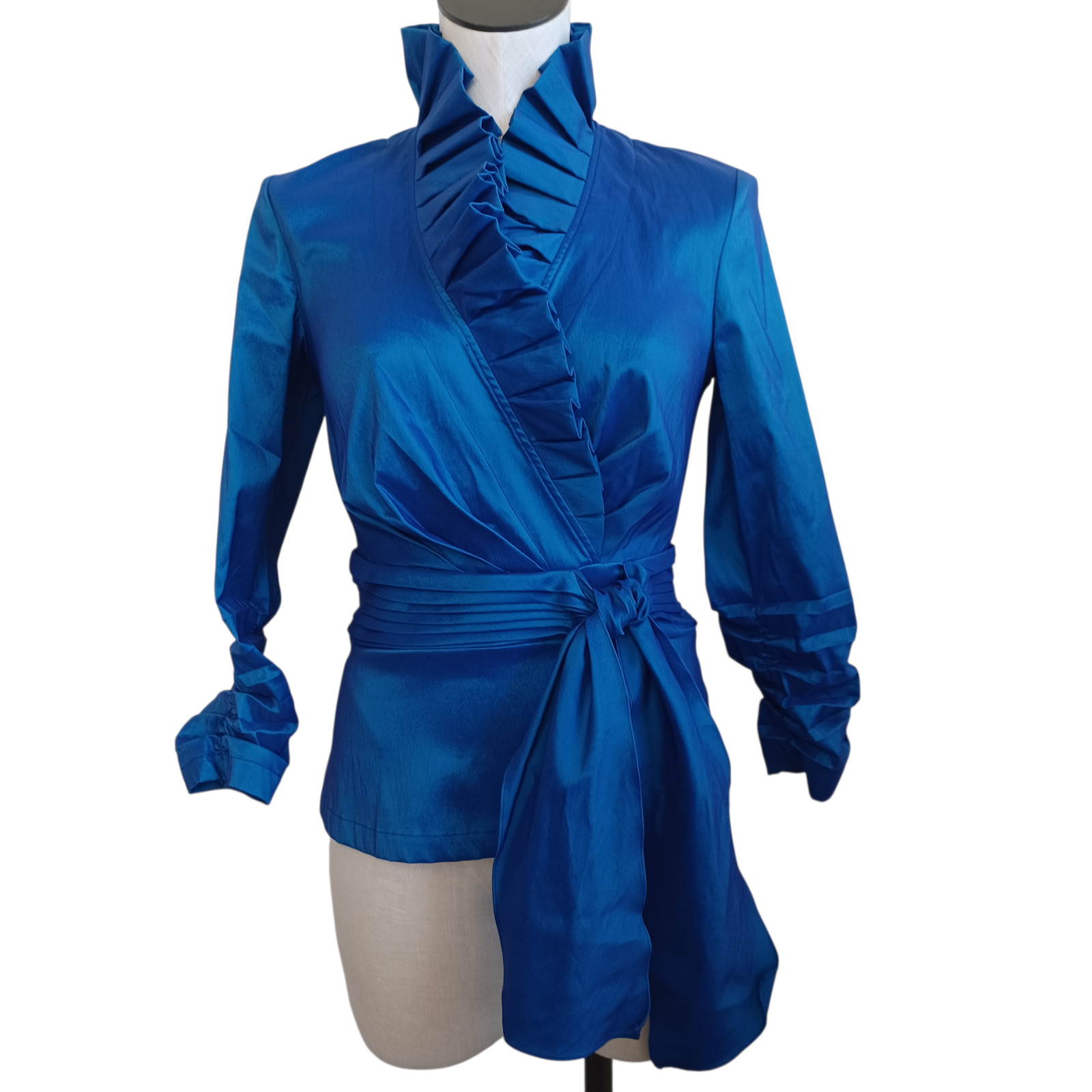 Tadashi Collection Blouse Womens 4 Tadashi Shoji Taffeta Ruffle Elegant Top
