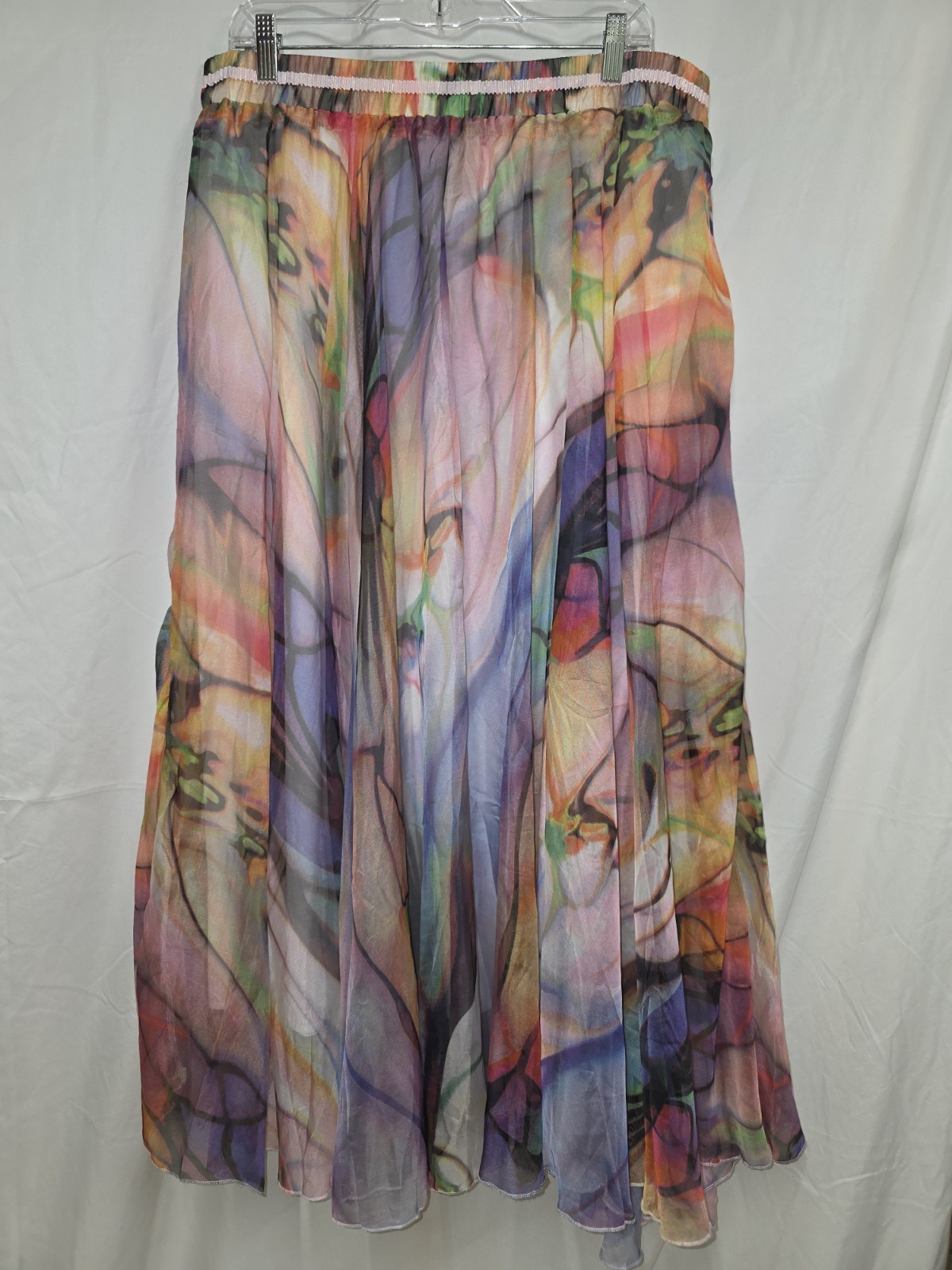 New with Tags Afil-i Maxi Skirt Multicolor Size 3XL Elastic Waist