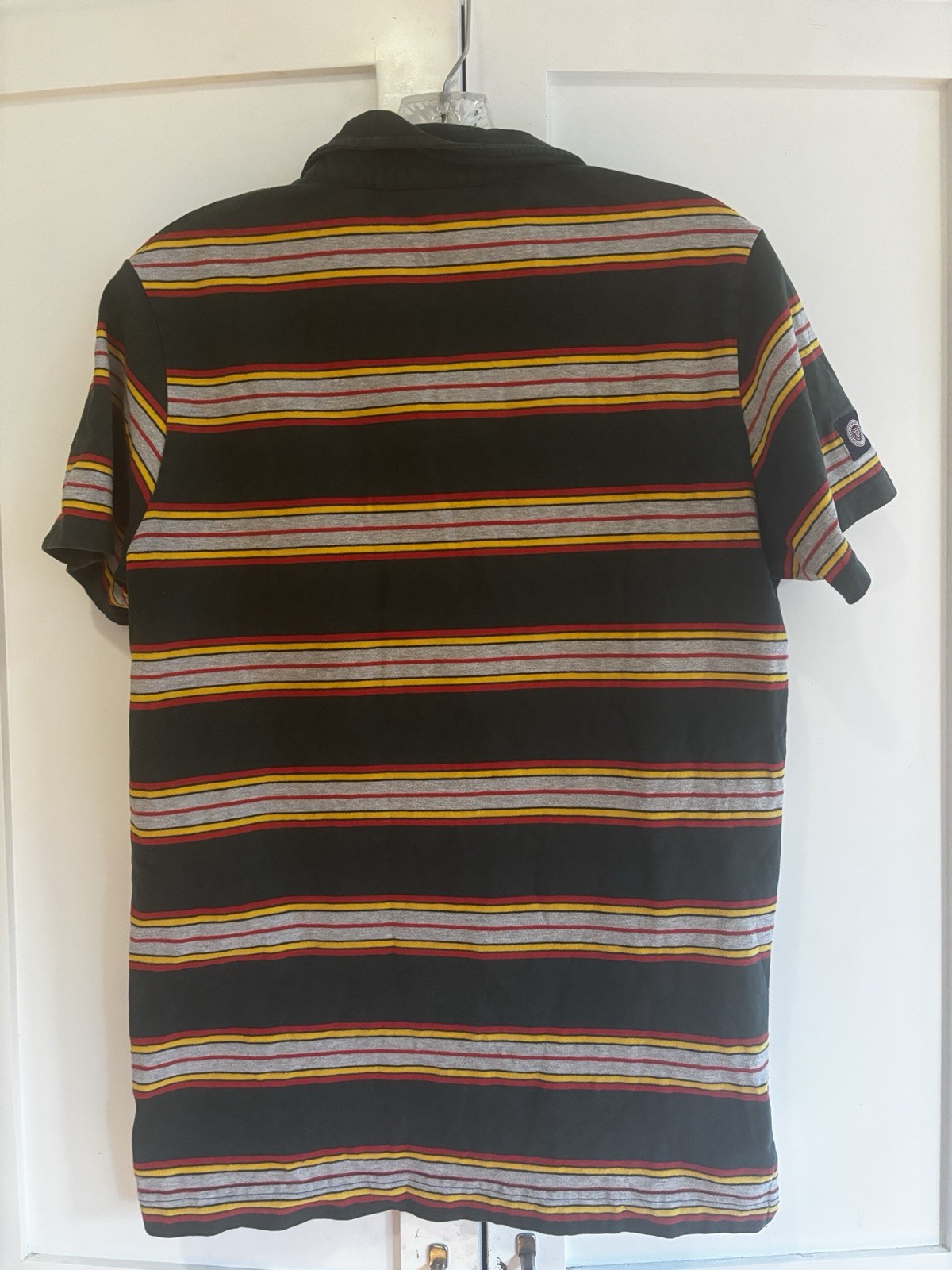 SUPERDRY Men College Stripe Polo Red, Yellow, Gray &Green Stripes – Medium (M)