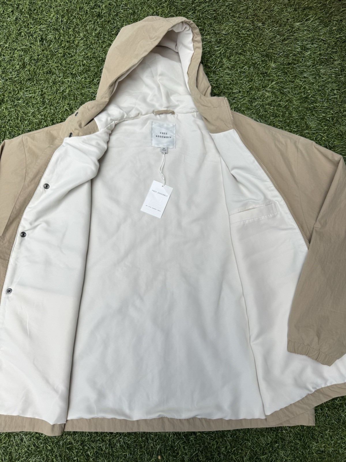 UMen’s Size 2XL Utility Jacket Hooded Tan Khaki Free Assembly Cotton Blend New