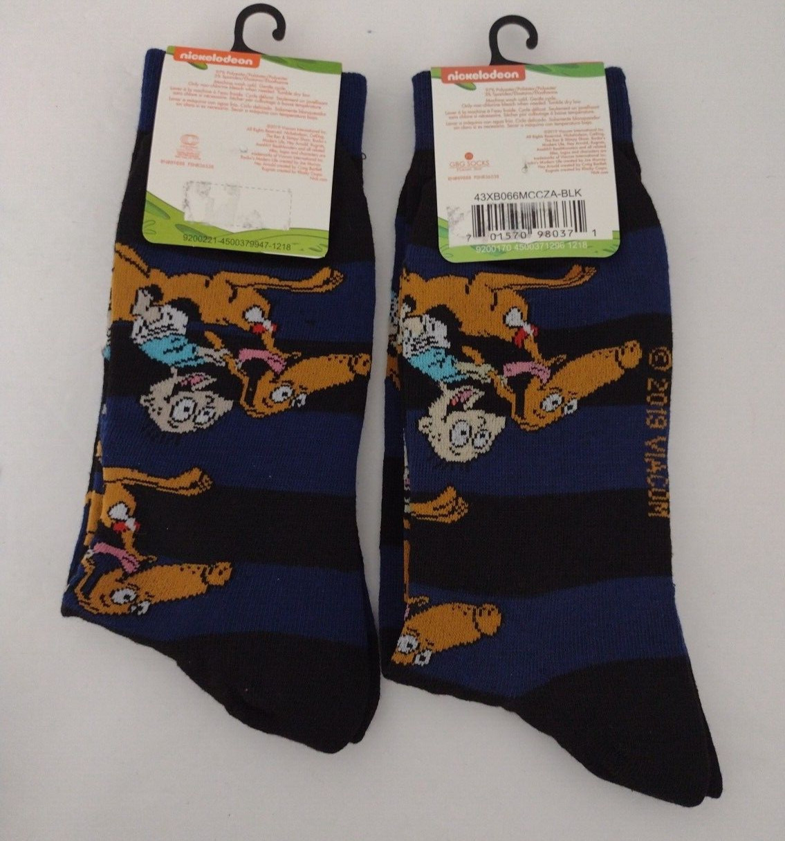 Nickelodeon Rugrat Socks 2 Pair Tommy Pickles and Spike the Dog Striped Retro