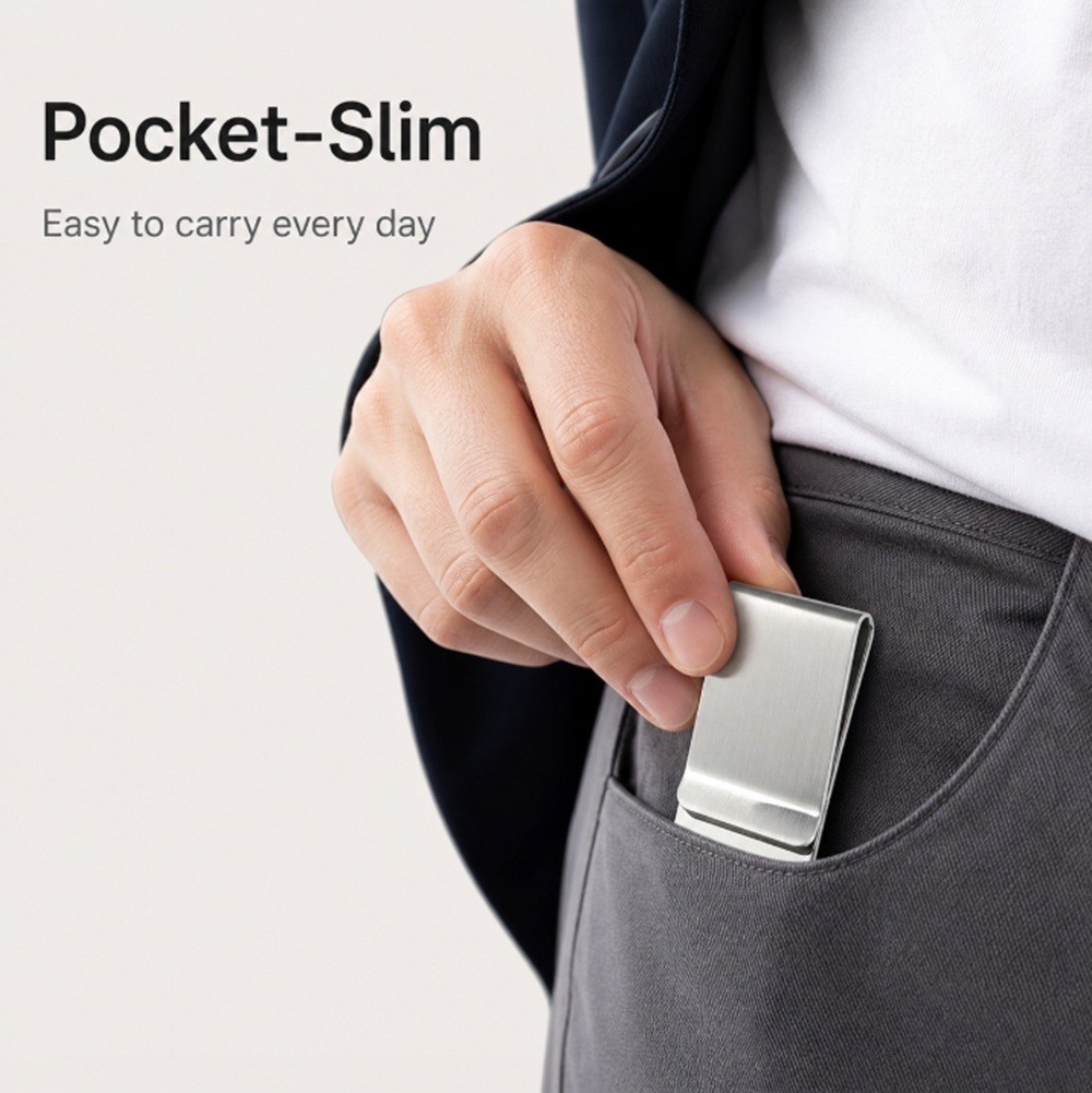 Stainless Steel Money Clip Silver Metal Pocket Holder Wallet Credit Card Holder