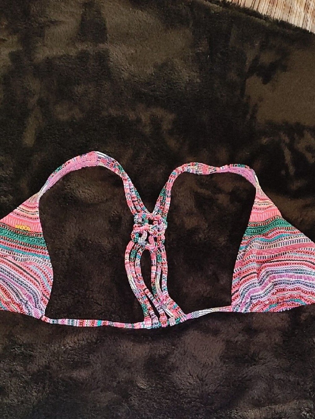 Roxy Pink Multicolor Striped Bikini Top