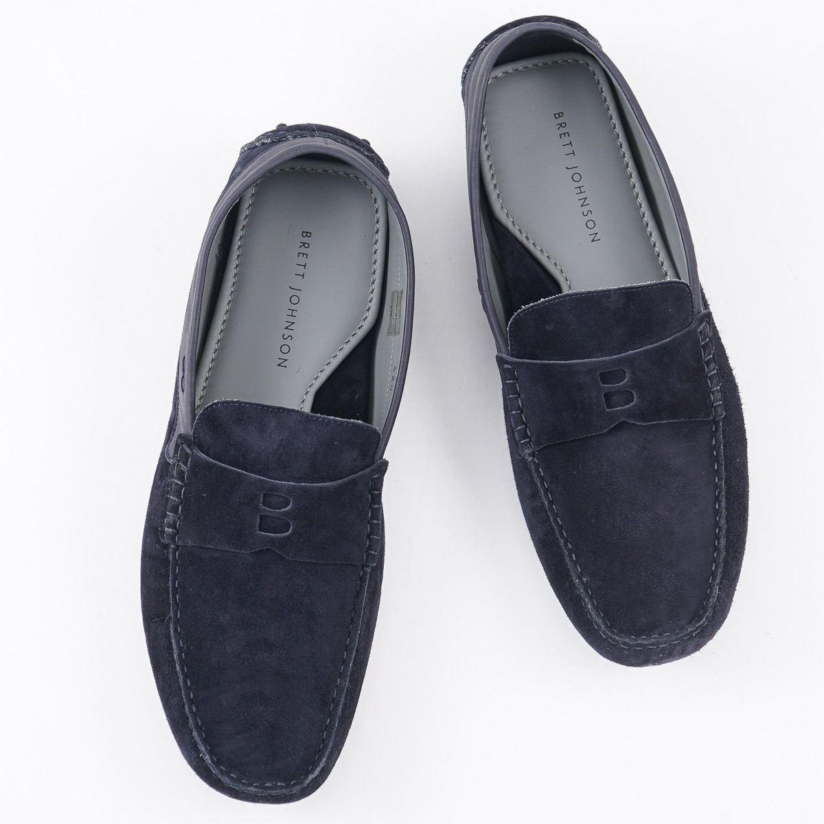 Brett Johnson Navy Blue Calf Suede Driving Moccasins 10.5 (Eu 43.5) Shoes NIB