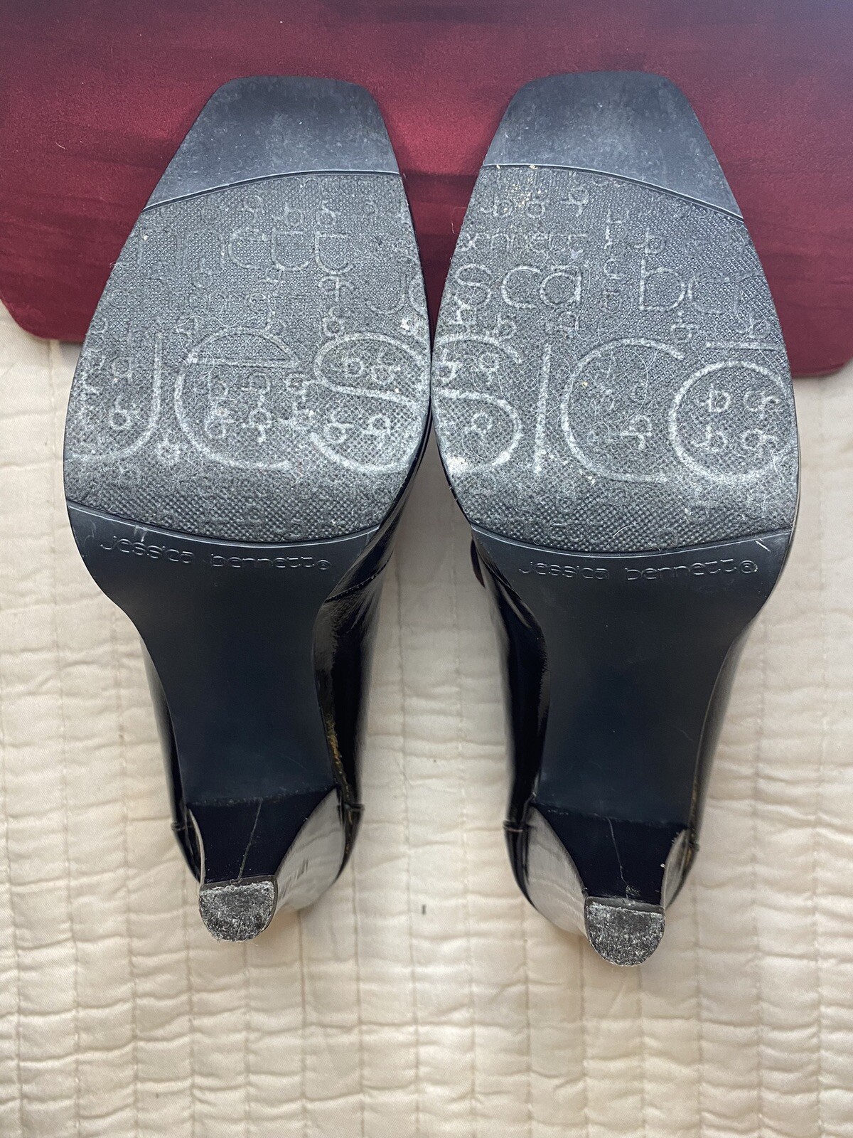 Jessica Bennett JNASH Square Toe Platform Pumps Brown 9M Rear Zipper