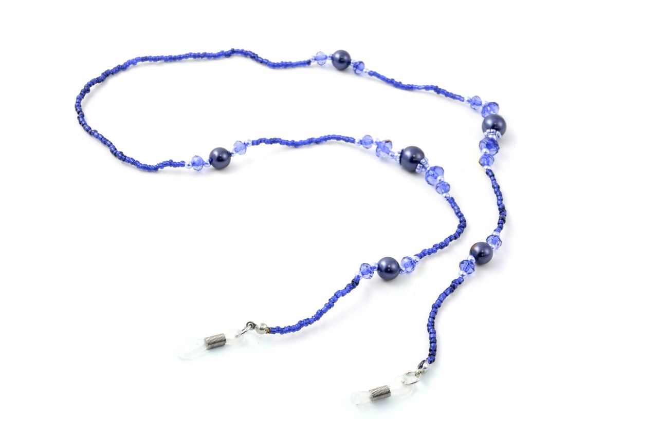 Calabria Authentic Painted Bead&Crystal Fashion Eyeglass Chain Brown,Black,Blue