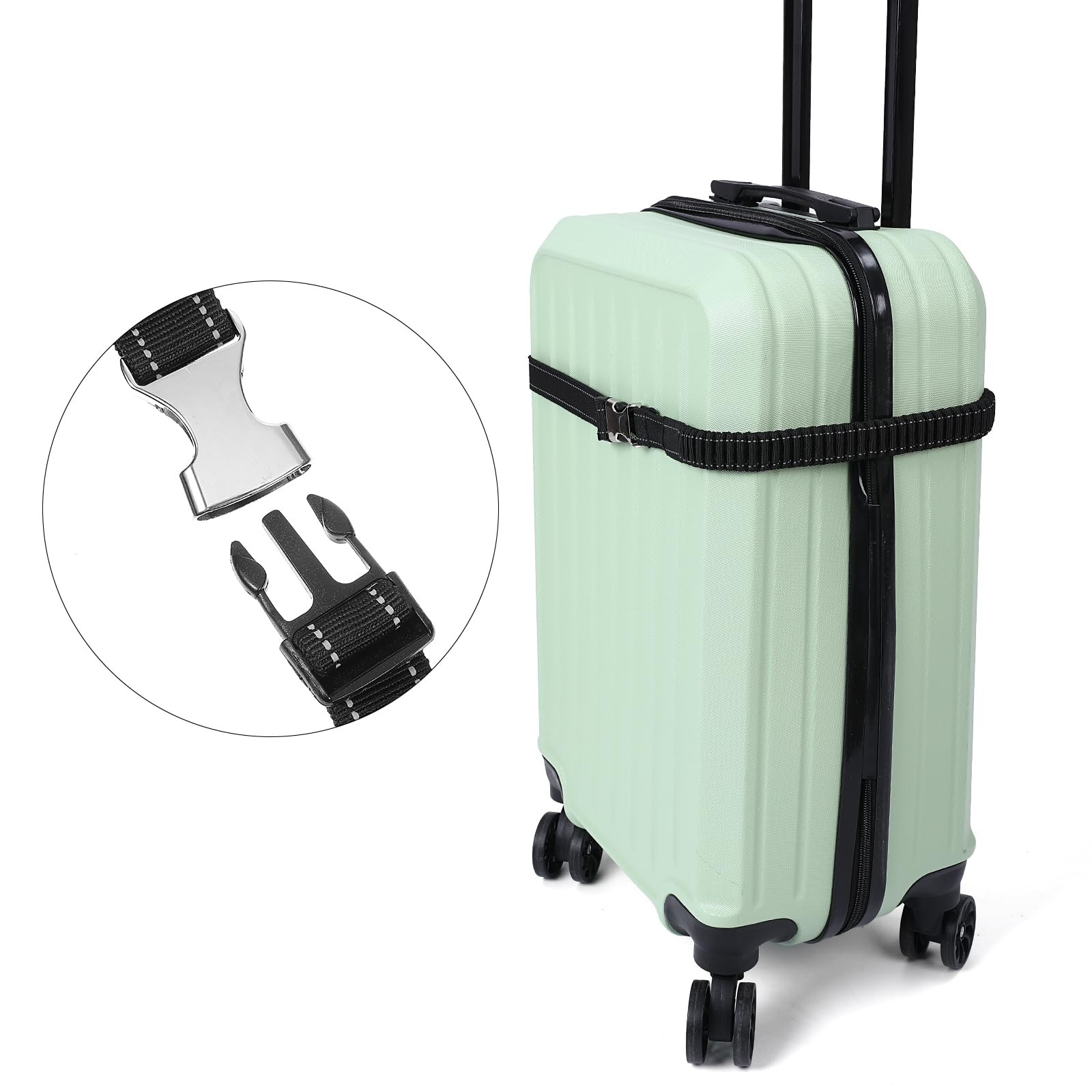 2Pc Luggage Connector Strap Add-A-Bag Metal Buckle Suitcase Belt Adjustable