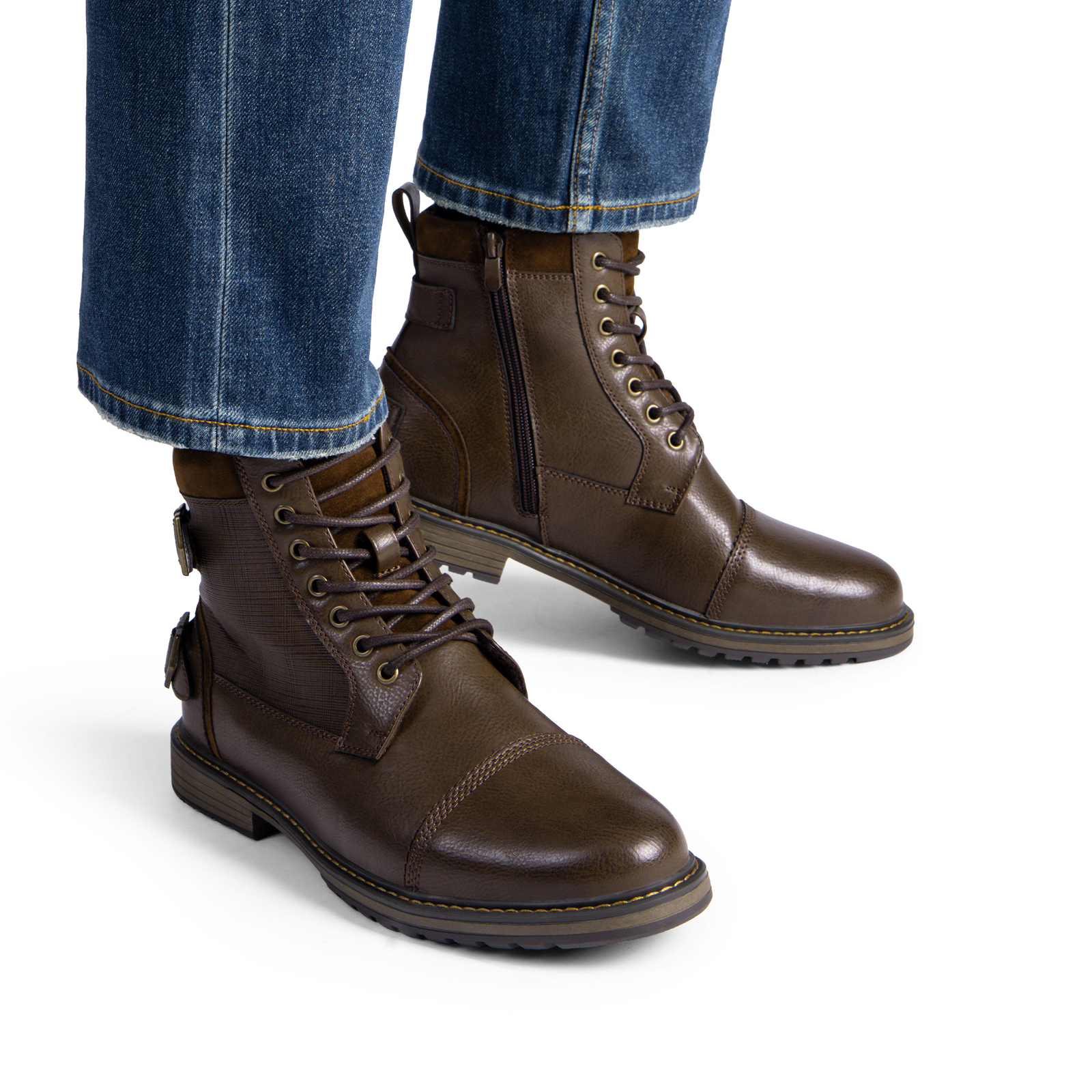 Men Motorcycle Boots Combat Riding Oxford Dress Chelsea Leather Shoes