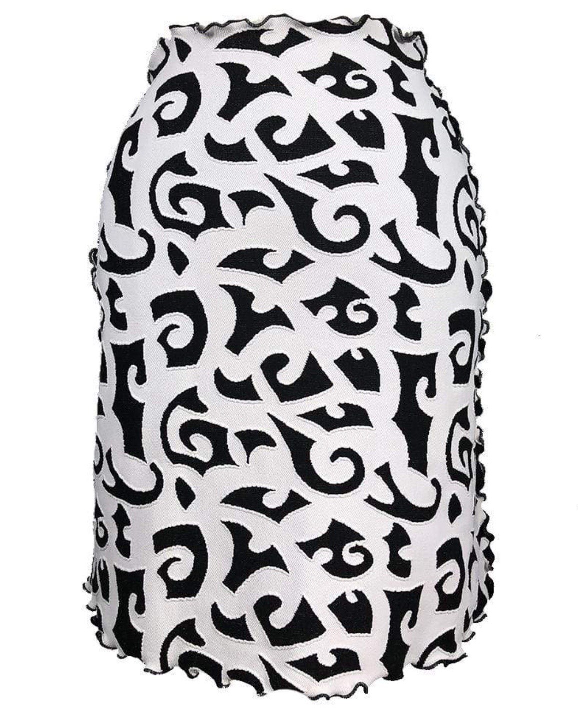 Haystacks Original Tatua Jacquard Bias Skirt Black White Lettuce Women’s XL NWT
