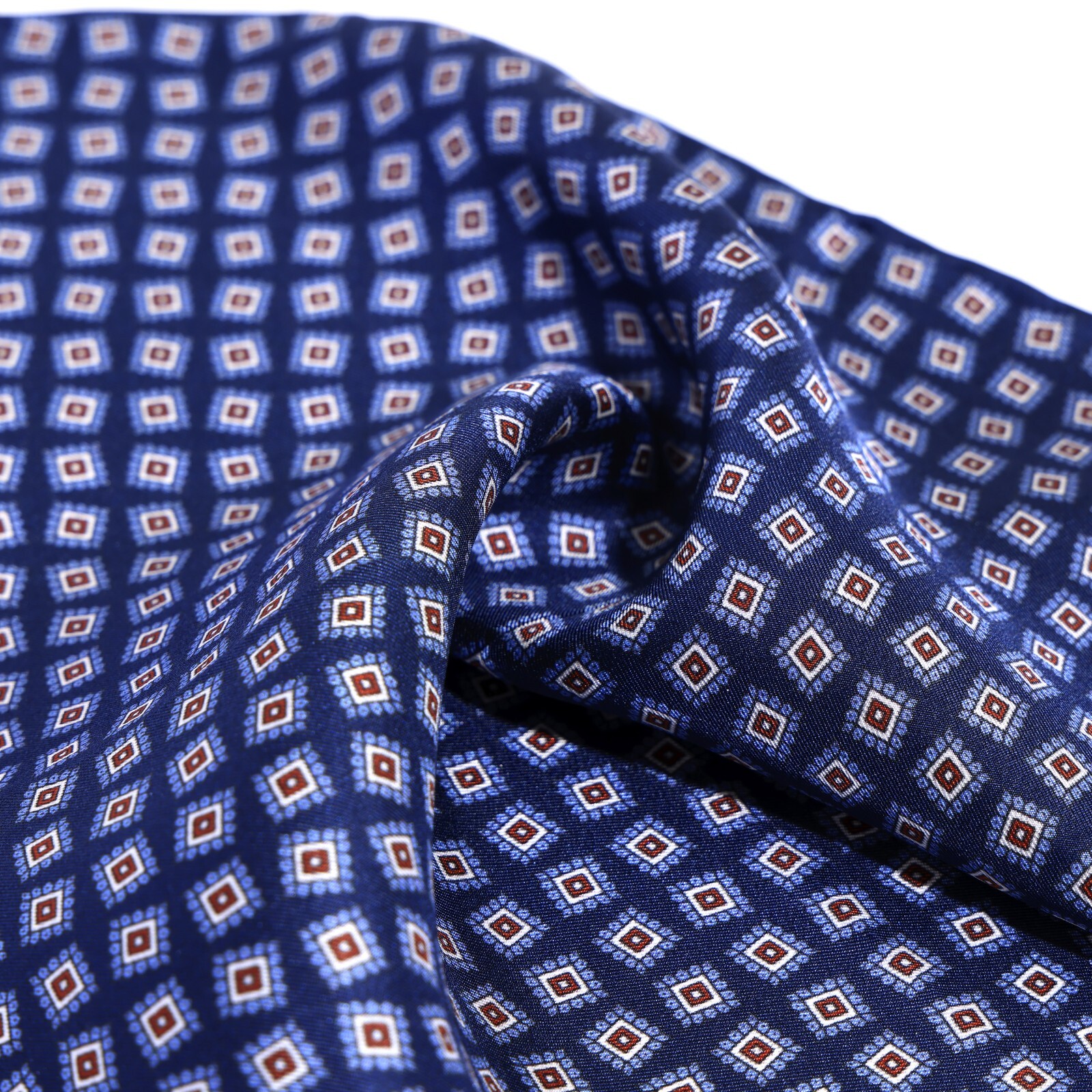 Men’s Pure Silk Twill Handkerchief Blue Floral Squares Pocket Square 30cm 11.8in