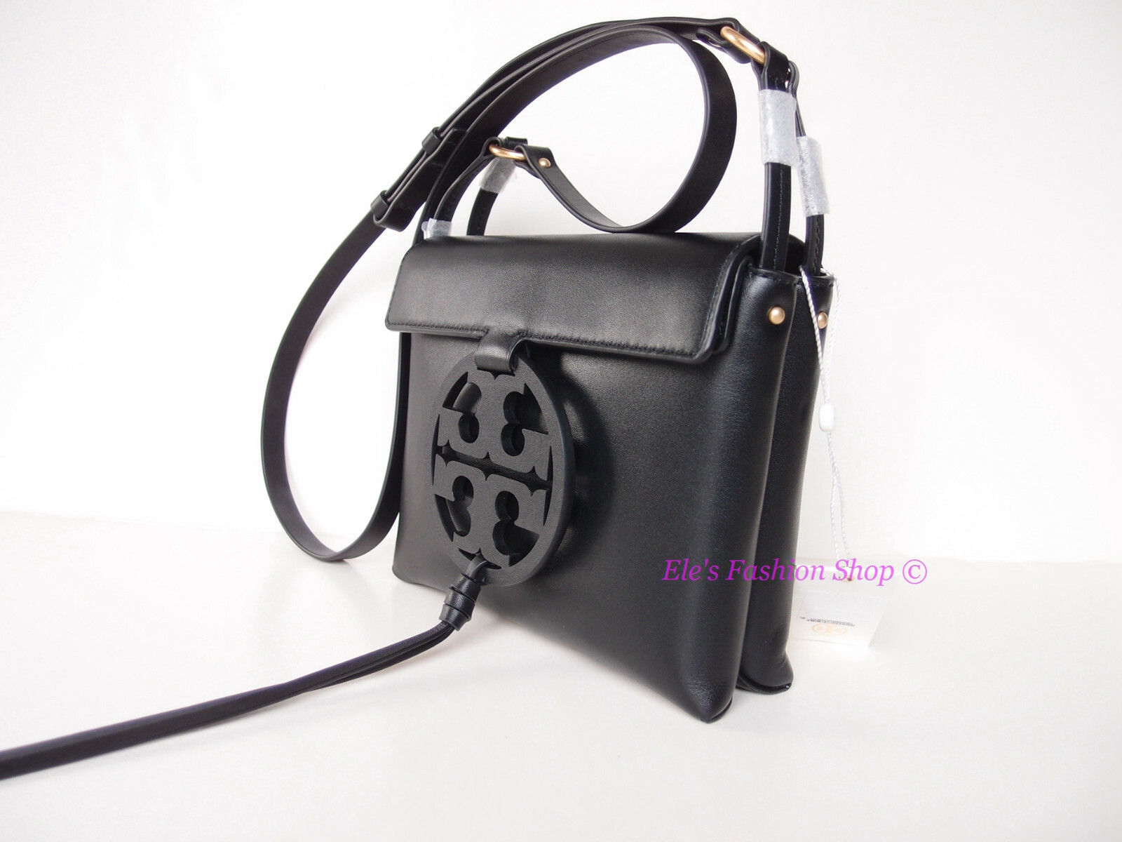 NWT Tory Burch Miller Logo Leather Flap Crossbody Bag 50769 BLACK AUTHENTIC