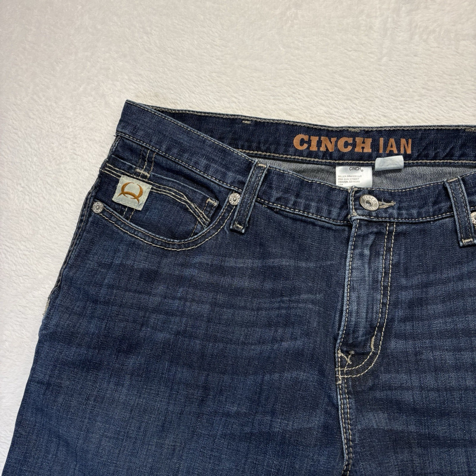 Cinch Jeans Men’s 35×32 Dark Stonewash Ian Stretch Mid Rise Slim Fit Boot Cut