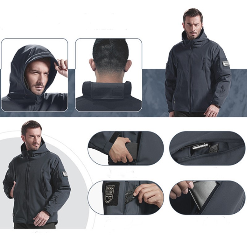 Tactical Jacket Mens Waterproof Military Coat Soft Shell Work Windbreaker Jacket