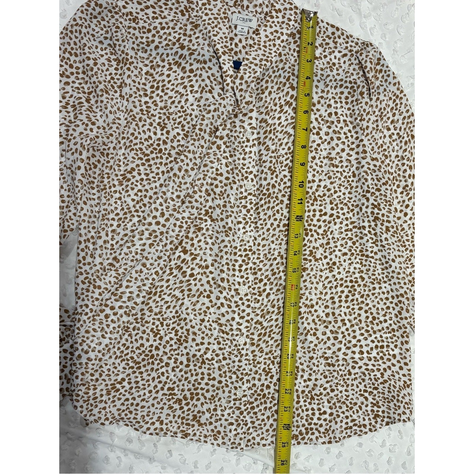 J.Crew Leopard Print Tie Neck Blouse Medium Bow Office Career Top