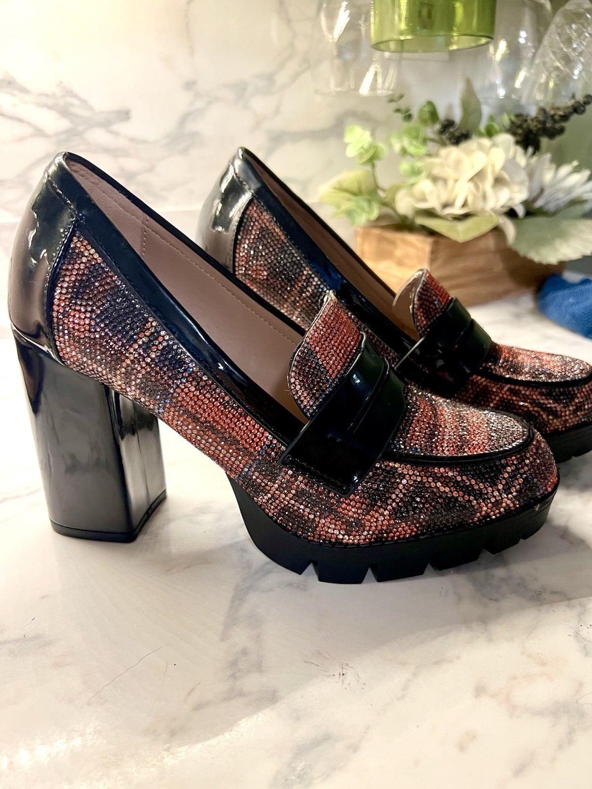 Betsey Johnson Women’s Rhinestone Slip-On Loafers US 9 Black NEVER WORN