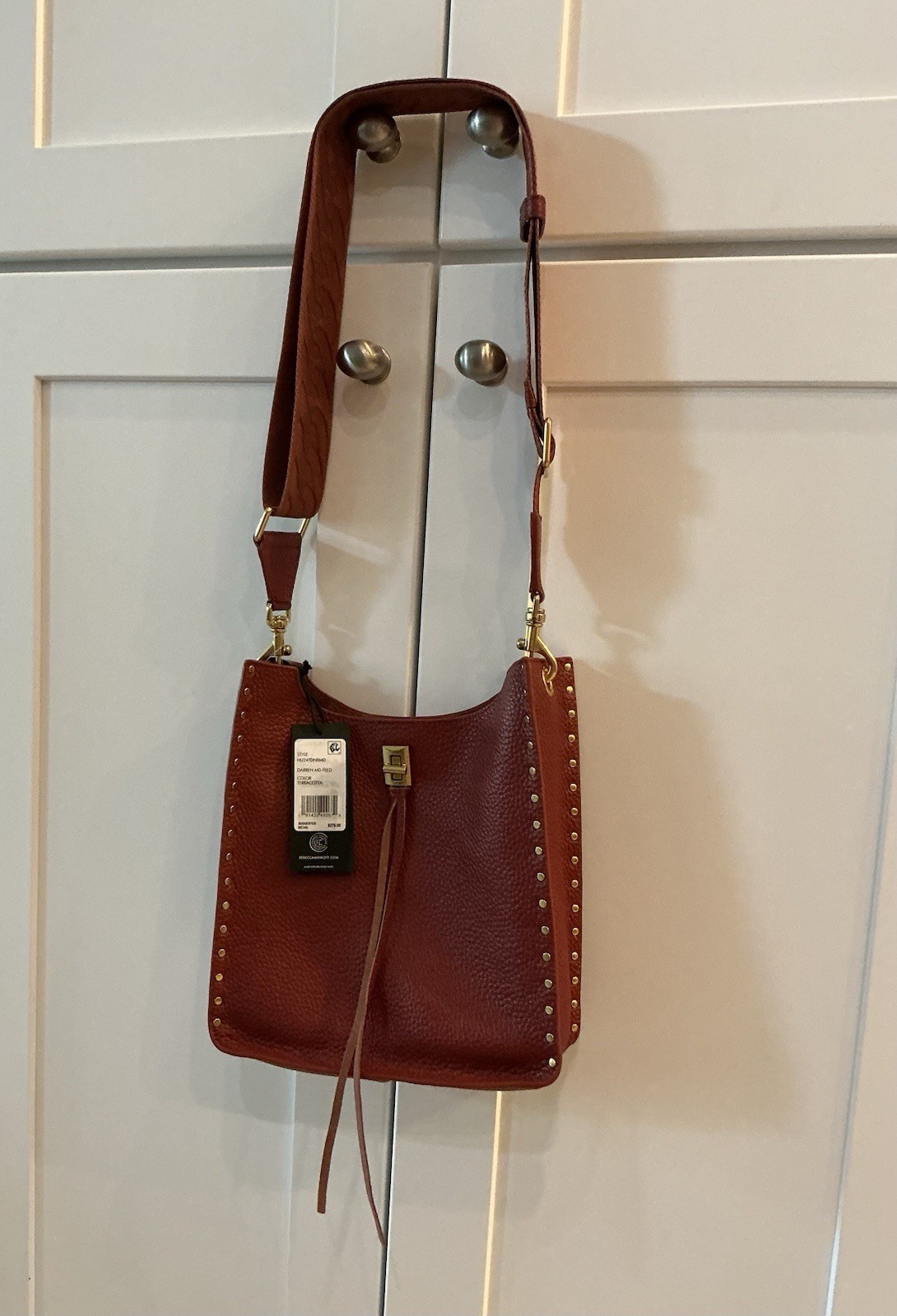 REBECCA MINKOFF DARREN MED FEED CROSSBODY $ 278 TERRACOTTA