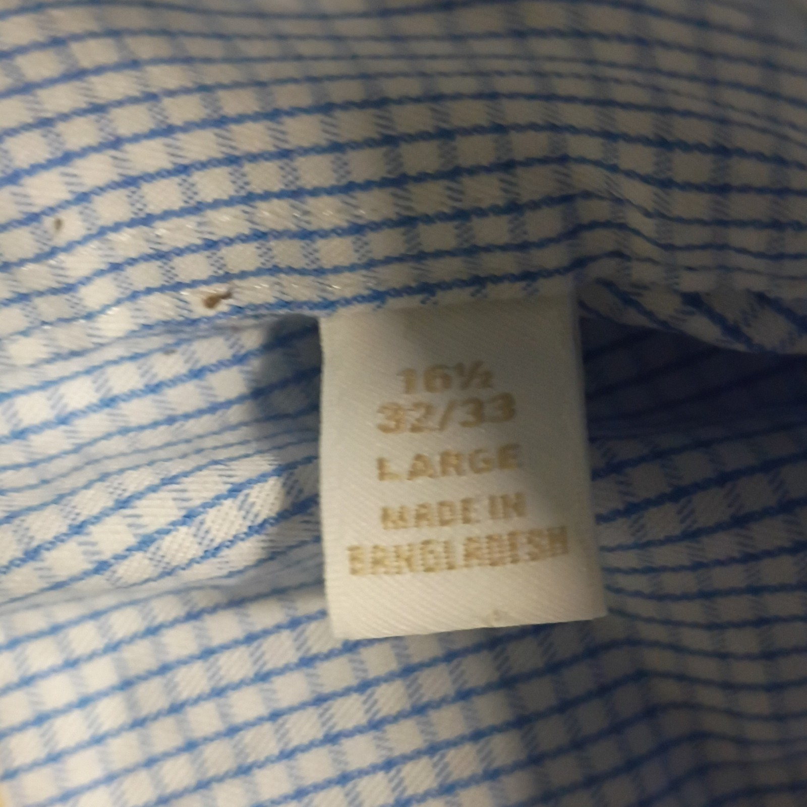 Michael Kors Non-Iron Slim Fit Cotton Dress Shirt L 32/33 Blue White Check