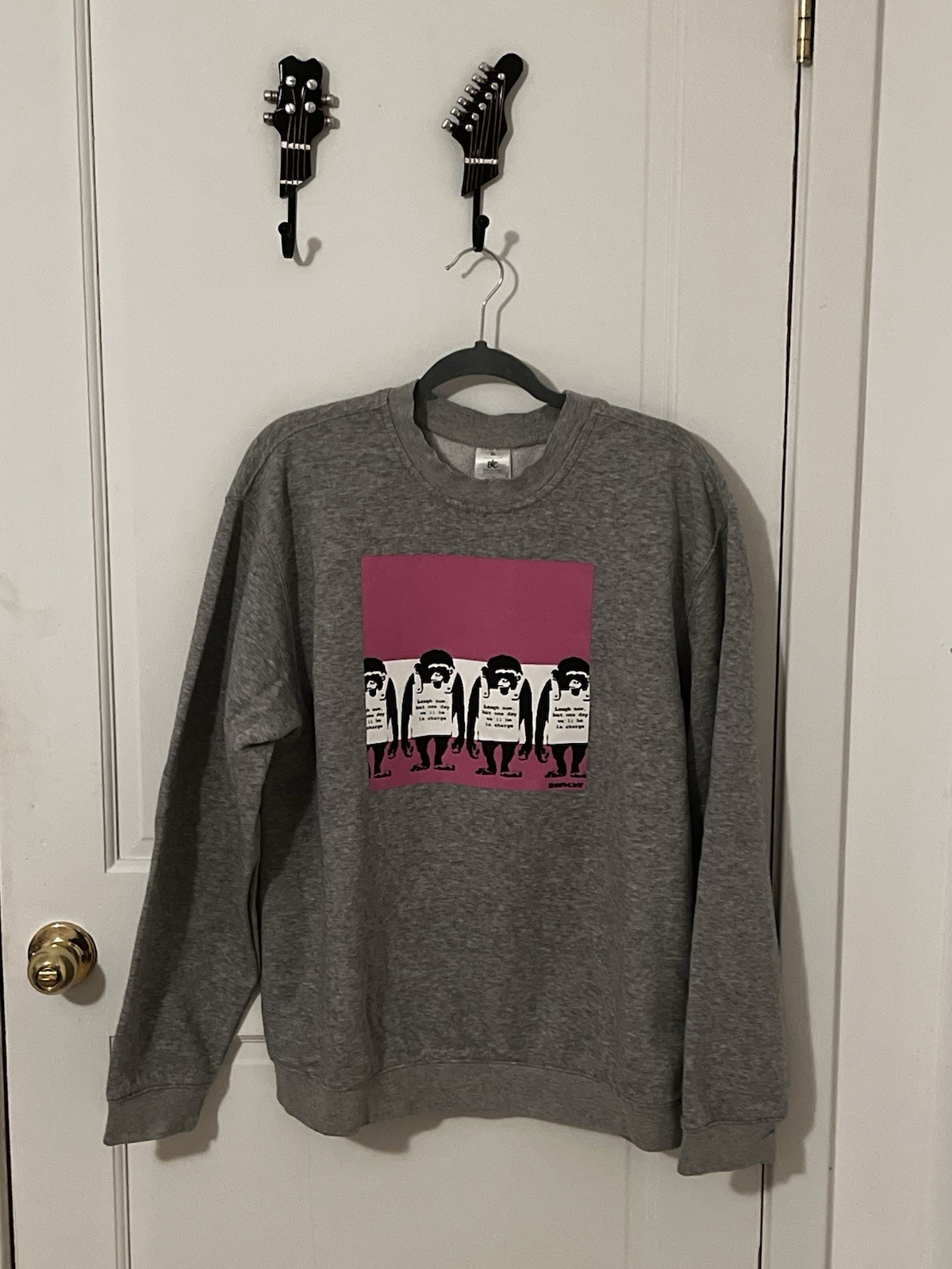 Banksy B&C Collection Unisex XL Gray Crew Neck Long Sleeve Pullover