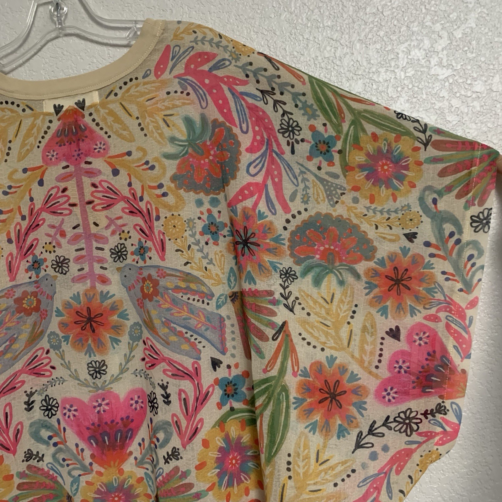 Natural Life Dress Size M Happy Days Shift Oversized Floral Sheer Boho Beach