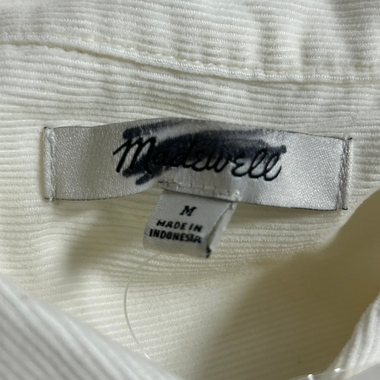 Madewell Womens Off White Corduroy Y-Neck Button Front Classic Shirt Medium New