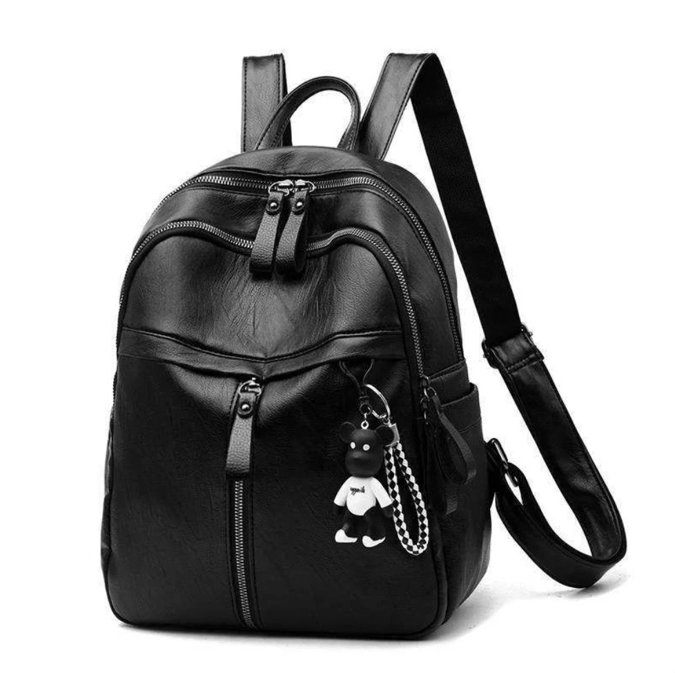 Luxury Waterproof Women’s Leather Black Backpack