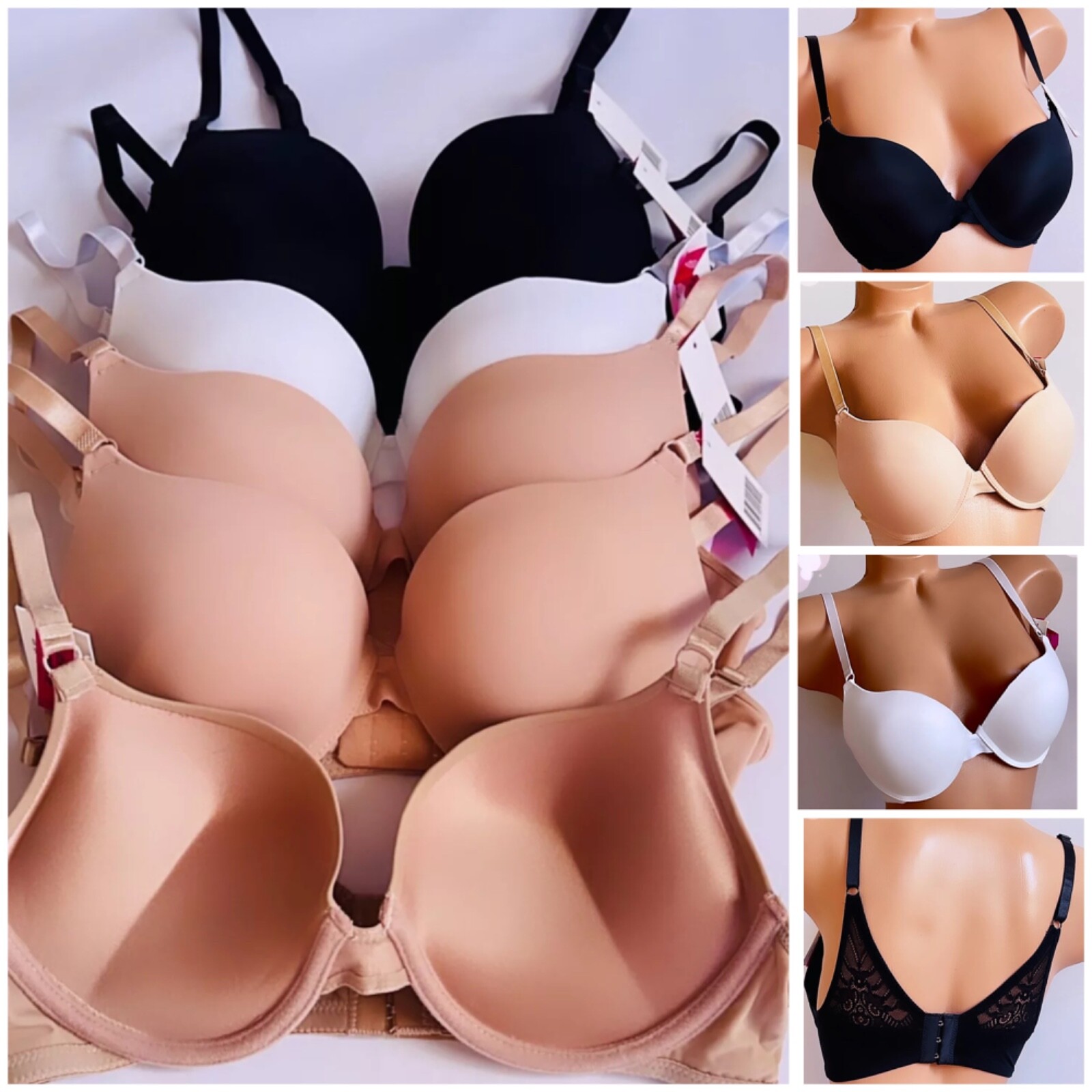1/3/6 EXTREME DOUBLE PUSH UP Add 2 Cup Sizes Push Up Bra FREE RETURNS 7200 A CUP