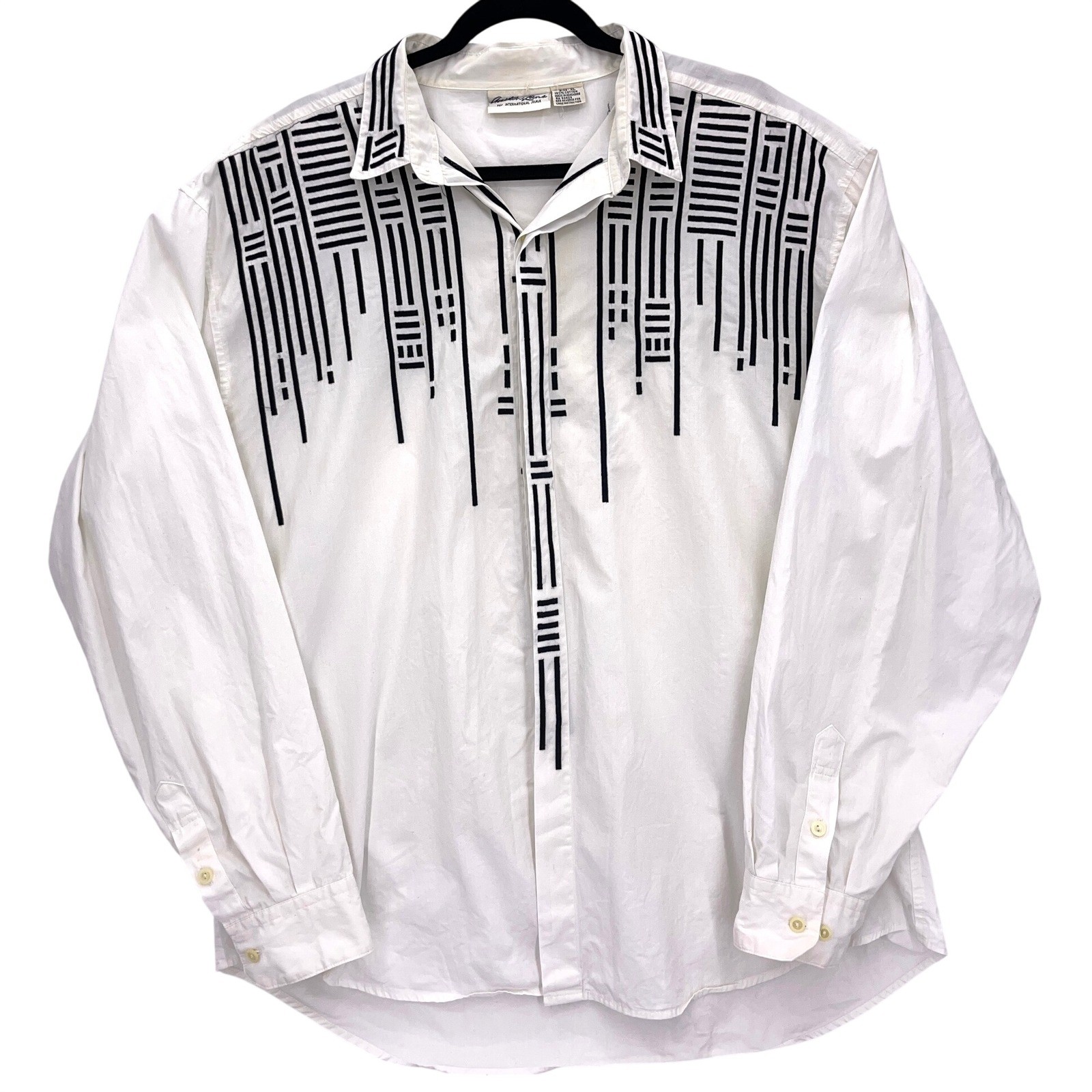 Austin Kane White Button Down Shirt XL Geometric Embroidered