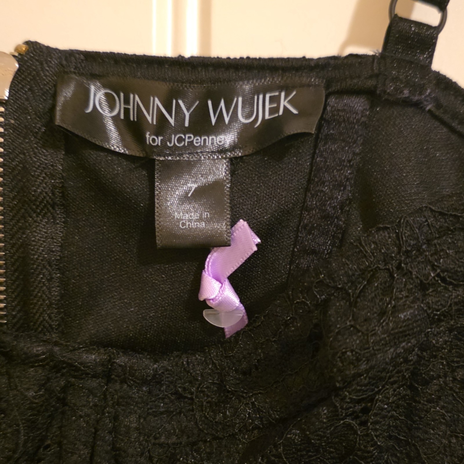 Johnny Wujek for JCPenney Black Zip Bodysuit Adjustable Strap Solid Size 7