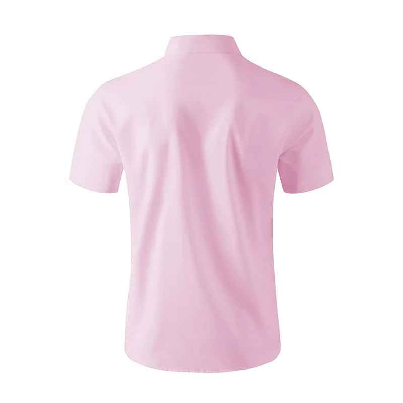 Mens Business Casual Solid Color Short Sleeve Summer Shirt No Iron Beach Gift