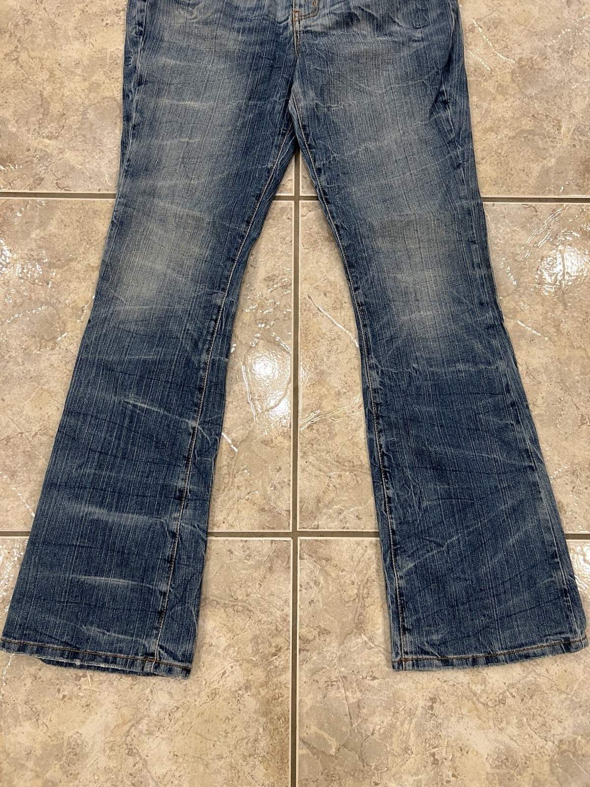 Hint Jeans Womens Size 13 Bootcut Flare Embroidered Denim 34X33 Distressed
